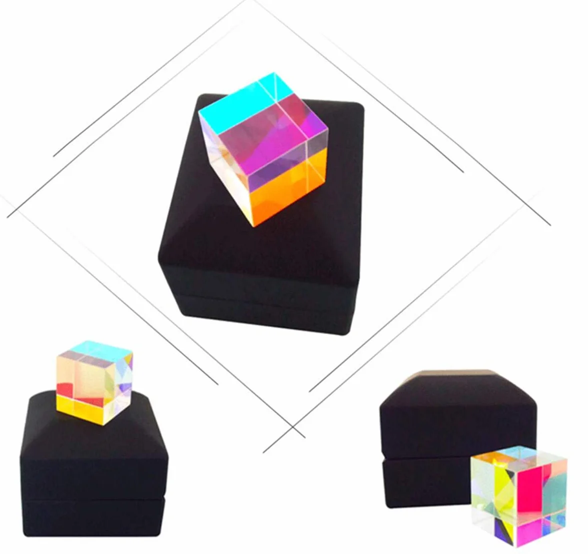 Kostka pryzmatyczna 2,3 cm ze szkła optycznego, pryzmat dichroiczny RGB, eksperyment optyczny dla dzieci