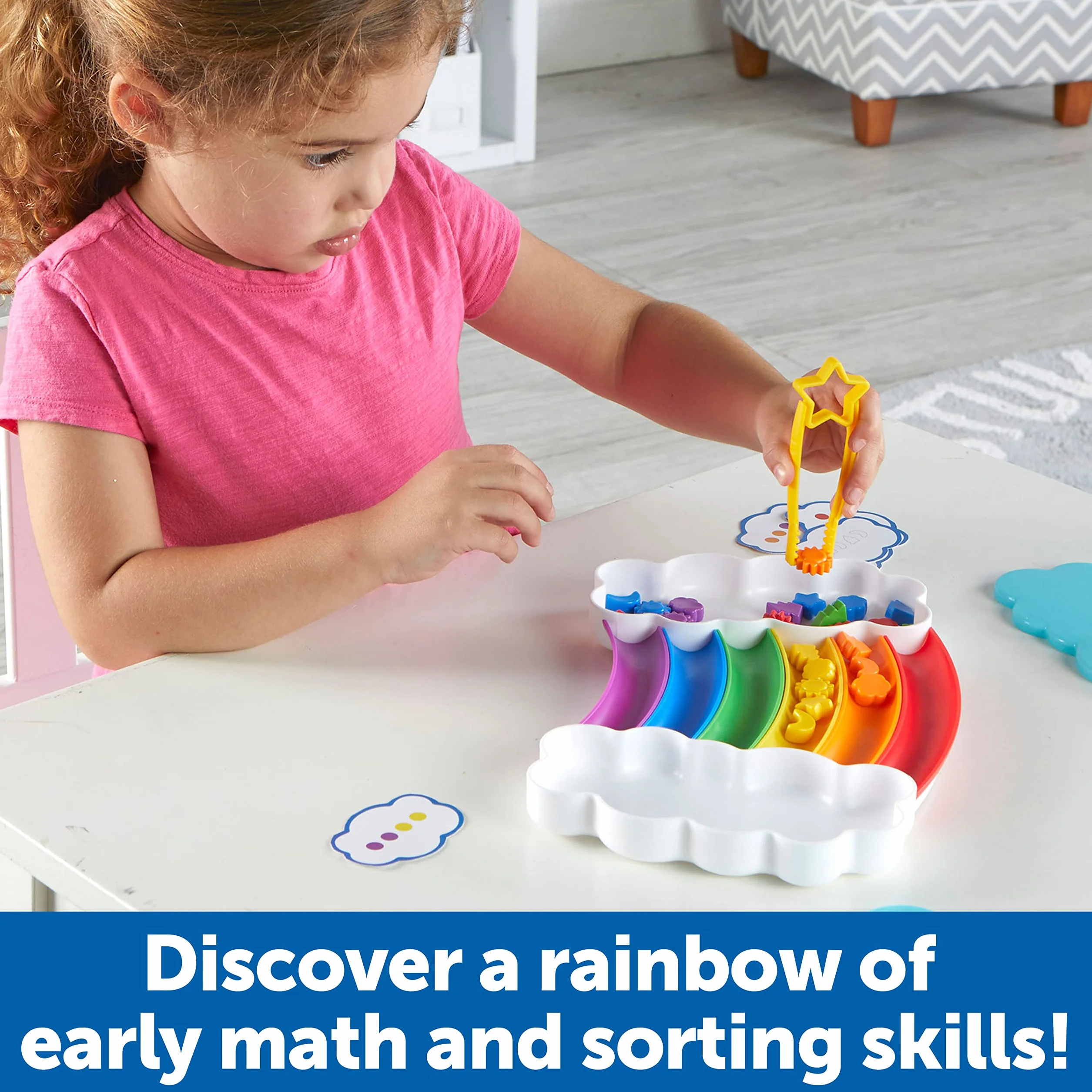 Learning Resources Tęczowy Zestaw do Sortowania, 37 elementów, Umiejętności z zakresu motoryki małej, Sortowanie, Tworzenie wzorów, Umiejętności dodawania, Zabawki edukacyjne dla małych dzieci