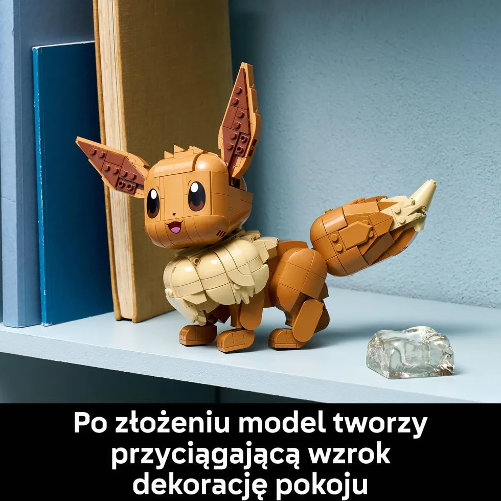 LEGO Pokémon Eevee, zestaw klocków konstrukcyjnych dla dorosłych, ruchoma figurka kolekcjonerska, szczegółowy model Pokémona, pomysł na prezent dla gracza, dla par i fanów gamingowych dekoracji 72151