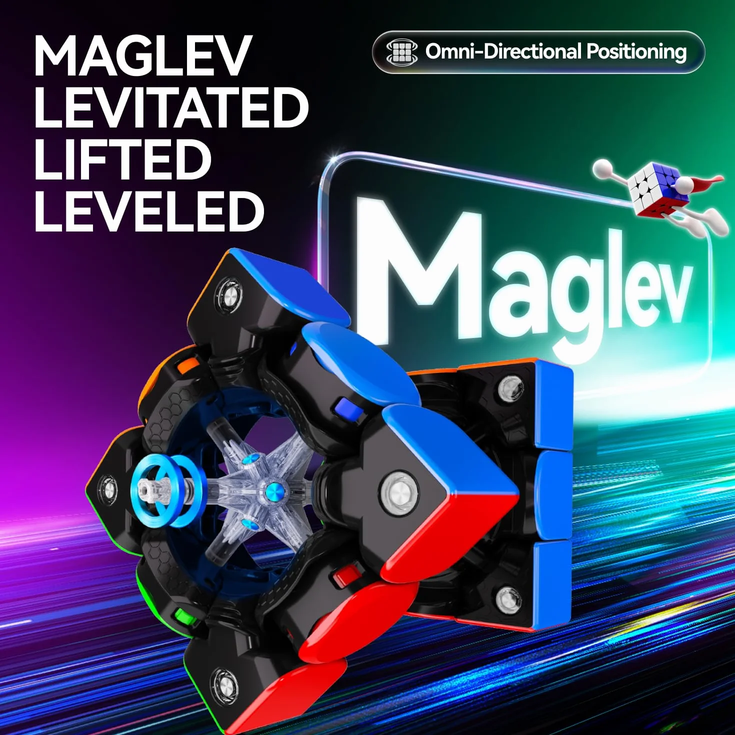 GAN V100 Maglev Speed Cube 3x3, Ultralekka Kostka Magnetyczna o Wadze 64 g, Profesjonalna Oryginalna Kostka Speedcube, Odpowiednia Zarówno dla Dzieci, Jak i Dorosłych, Wersja UV, 5,5 cm