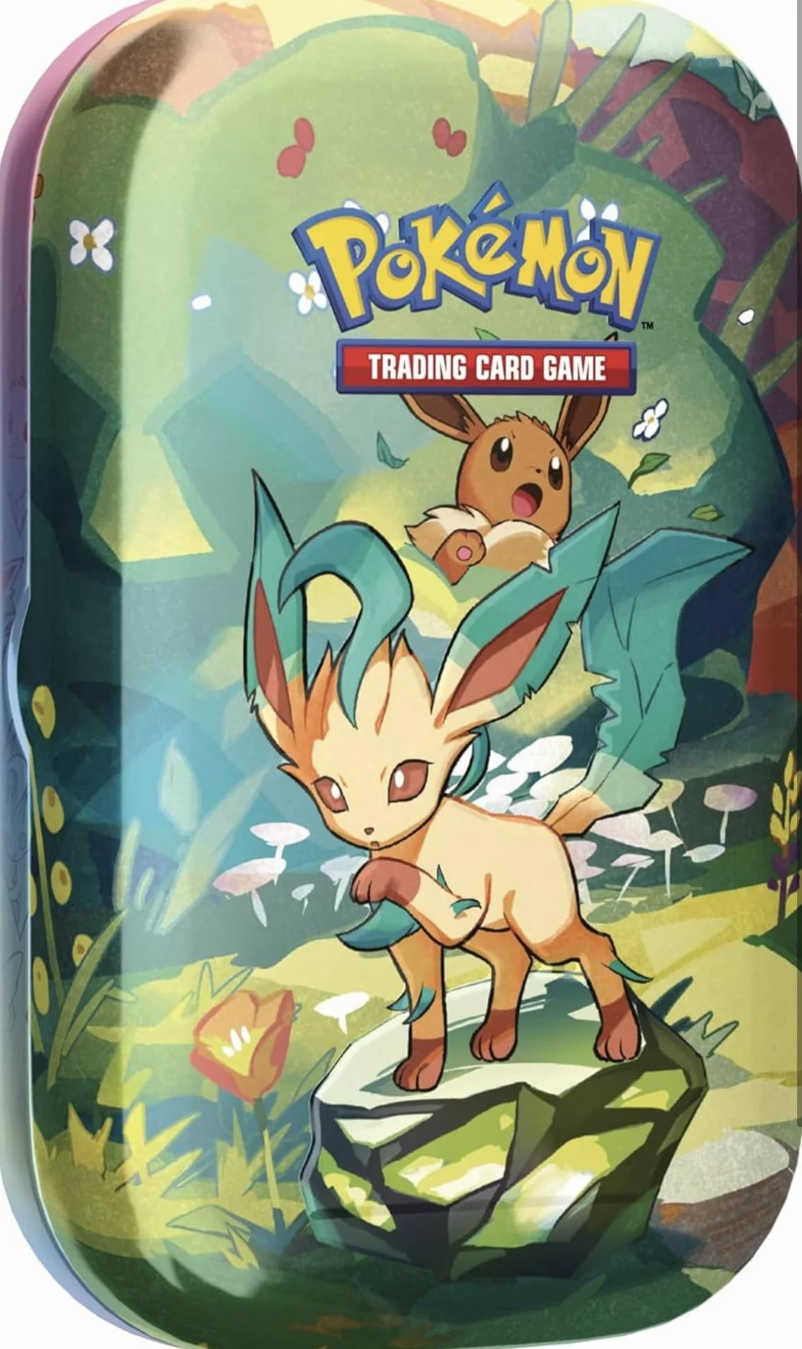 GCC Pokémon - Minipuszka kolekcjonerska Leafeon Szkarłatna i Fioletowa ekspansja - Prismatic Evolutions (dwie torebki rozszerzeń i jedna moneta)