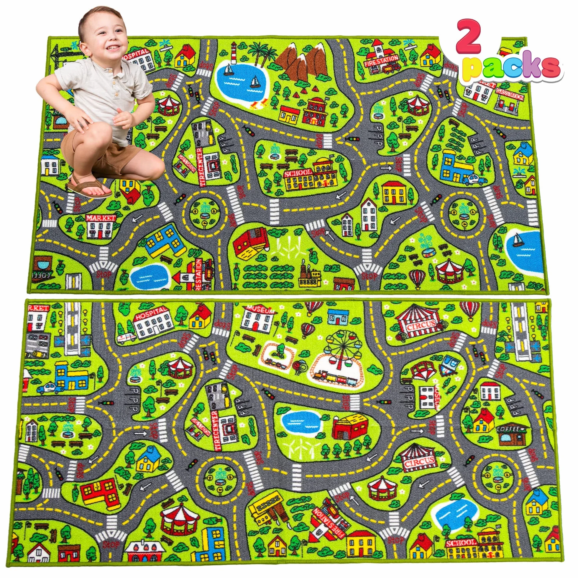 JOYIN Mata do zabawy 80 x 150 cm dla dzieci od 3 lat duży dywan do zabawy w pokoju zabaw