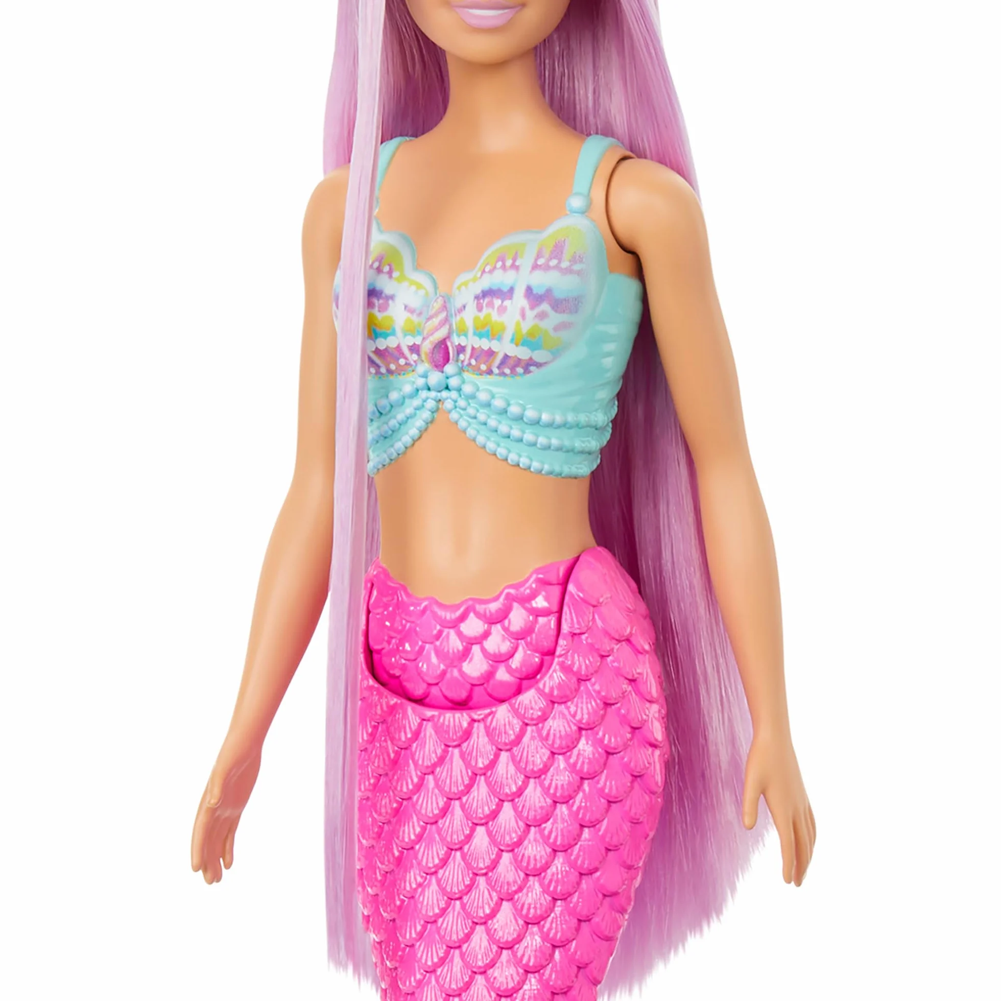 Barbie Syrenka Lalka Długie włosy (pastelowy róż, prawie 18 cm długości) + kolorowe akcesoria do stylizacji, takie jak opaska i spinki do włosów, HRR00