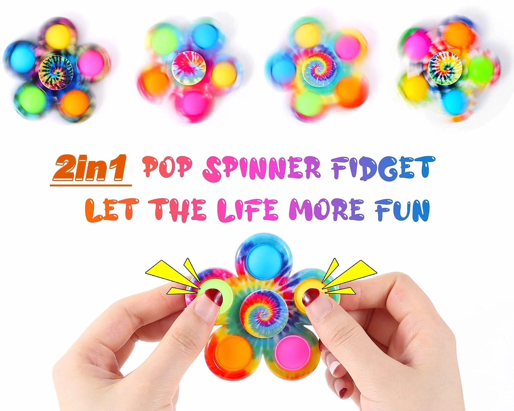 SCIONE Pop Fidget Spinner Toys 4-pak, upominki na imprezę, Boże Narodzenie, zabawki fidget, zestaw zabawek sensorycznych dla dzieci, proste, ADHD, odprężające, ręczne błystki