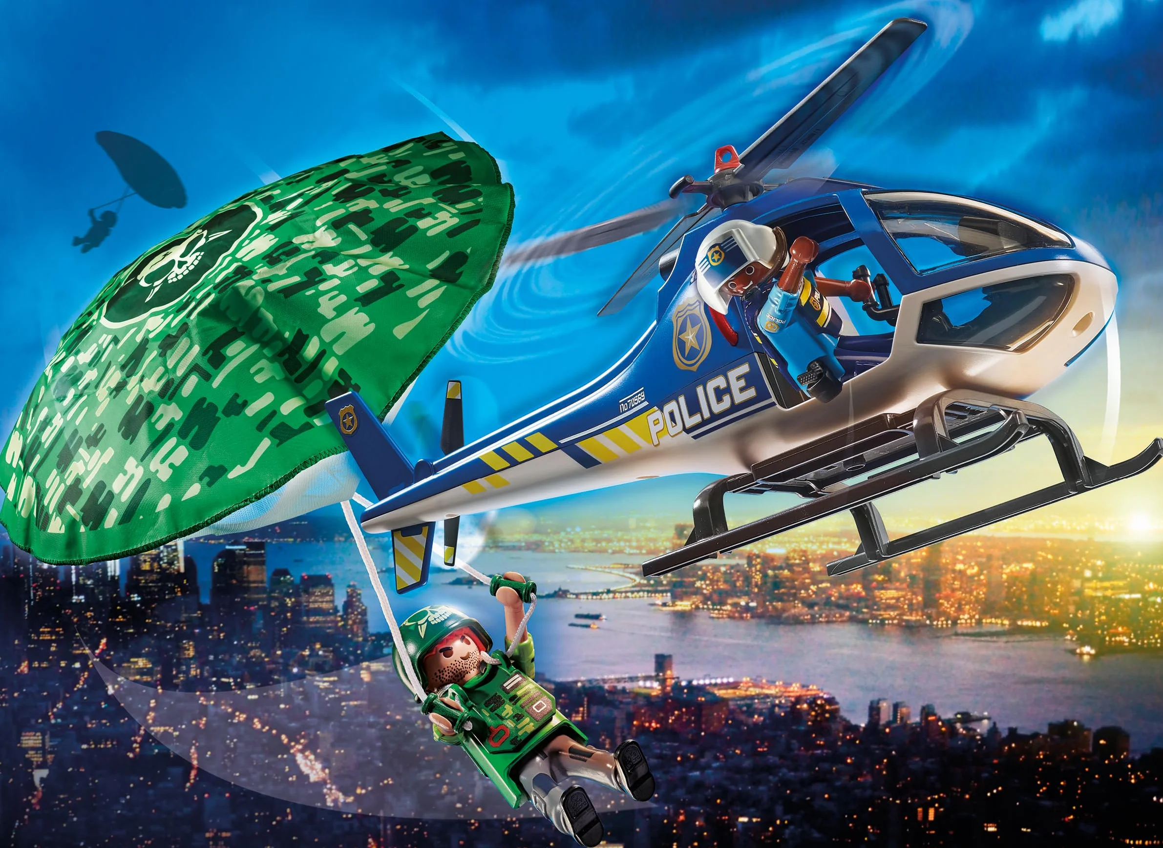 PLAYMOBIL City Action 70569 Policyjny śmigłowiec: Ucieczka ze spadochronem, od 4 lat