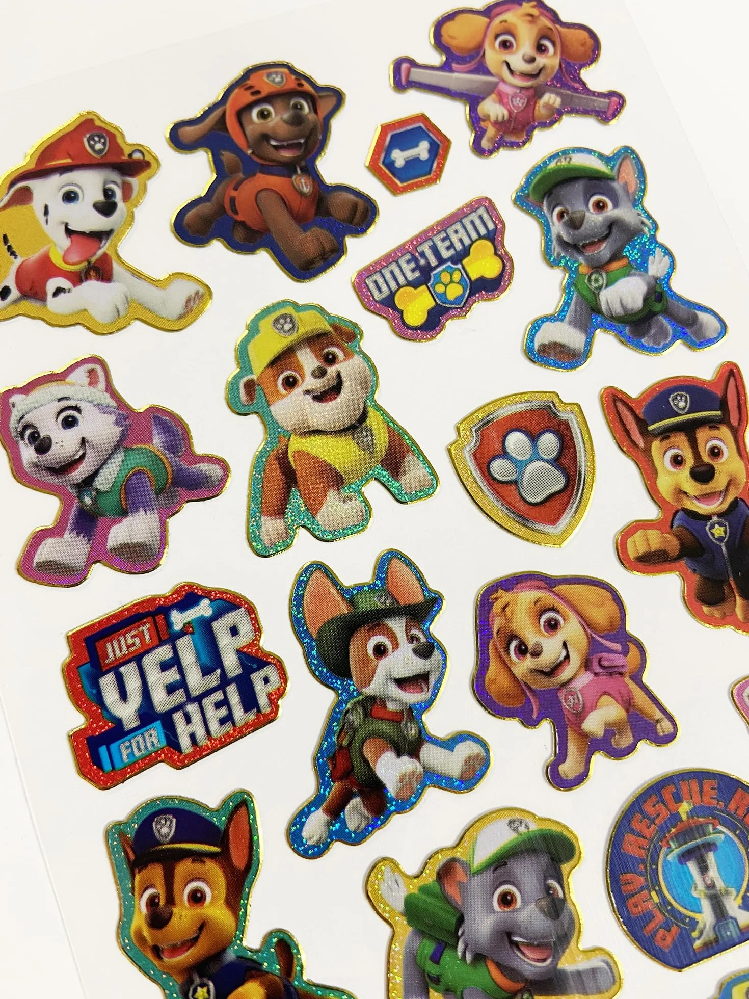 Paw Patrol błyszczące naklejki wielokrotnego użytku niebieskie małe