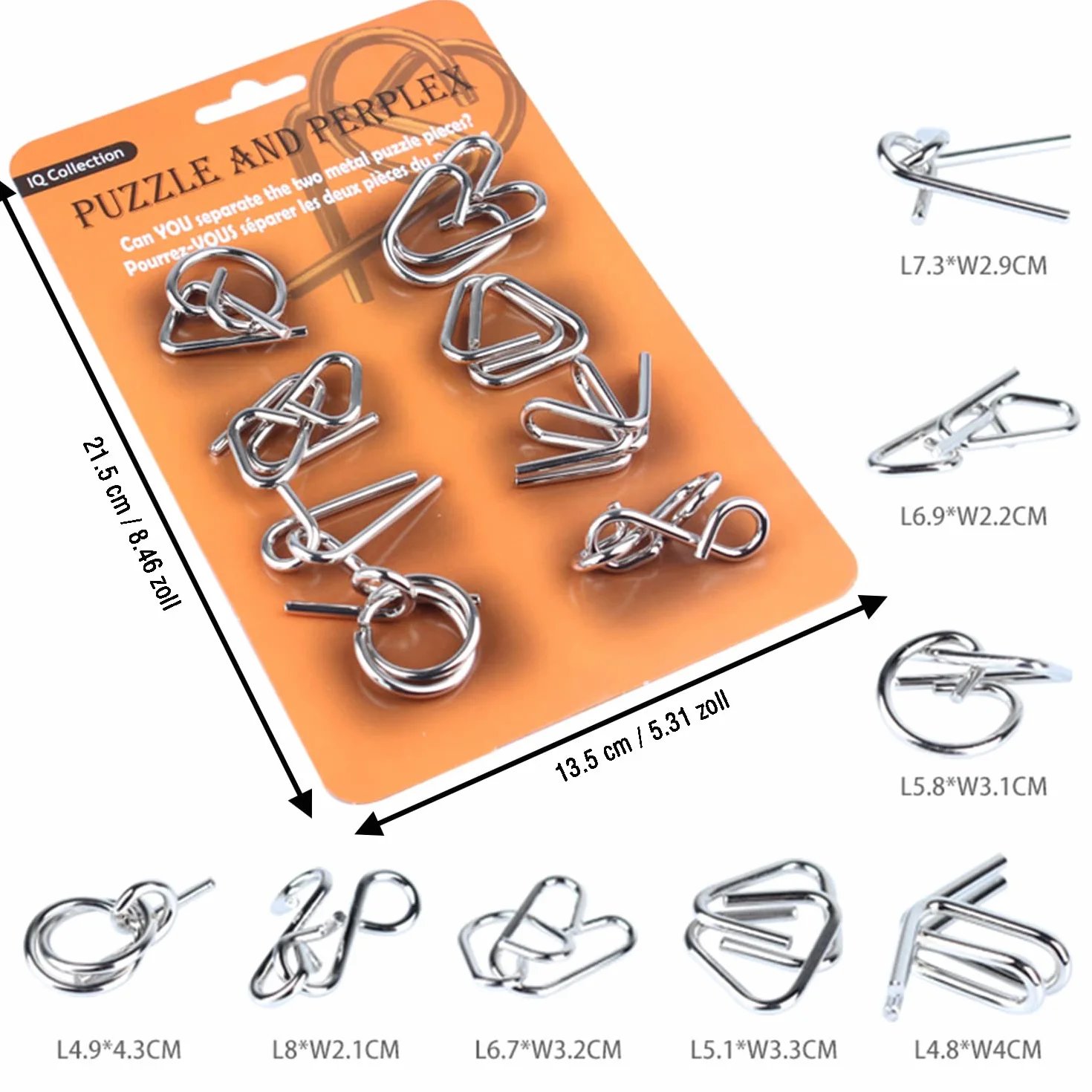 Qanmua Zestaw 24 sztuk do gry w logiczne układanki, 3D metalowe puzzle IQ dla dzieci, dorosłych i studentów - gry rozwijające cierpliwość i pierścienie puzzle jako prezenty