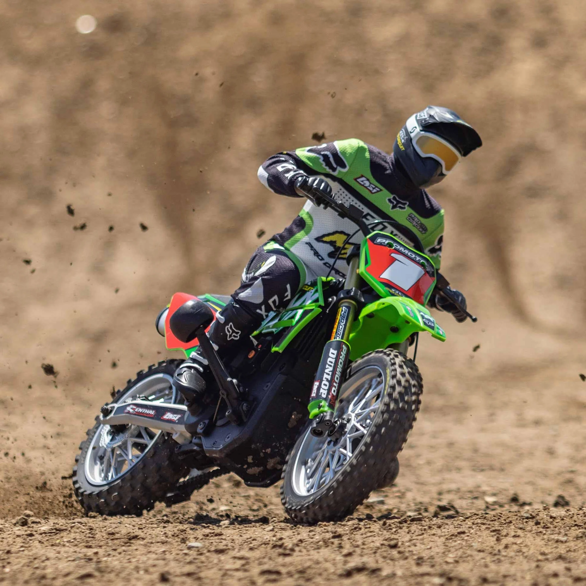 LOSI RC 1/4 Promoto-MX Motorcycle RTR z baterią i ładowarką, Pro Circuit, LOS06002, Green