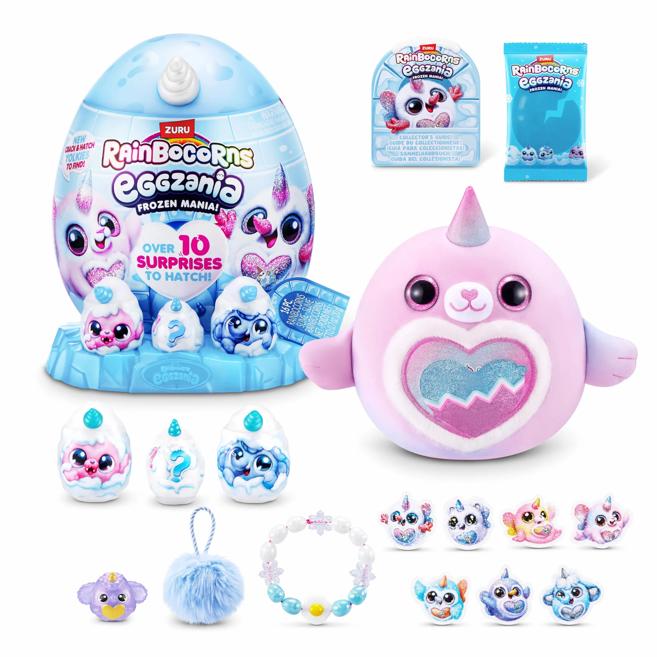 Rainbocorns Eggzania Frozen Mania od ZURU, kolekcjonerska pluszowa zabawka dla dziewczynek 3+, Glacia