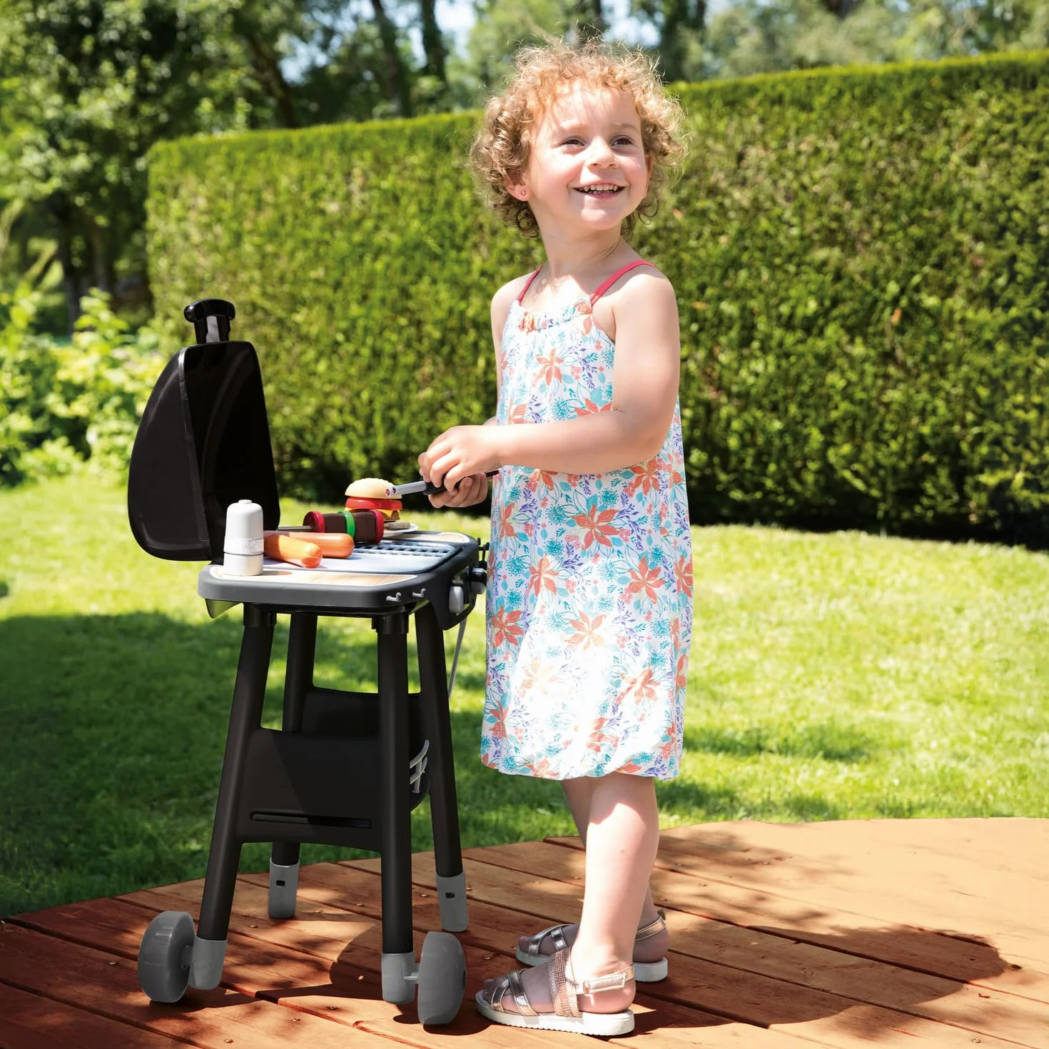 Smoby Grill Barbeque 70 cm 18 Akcesoriów Chowane Magiczne Płomienie Zapalniczka z Dźwiękiem Zabawka dla dzieci od 3 lat