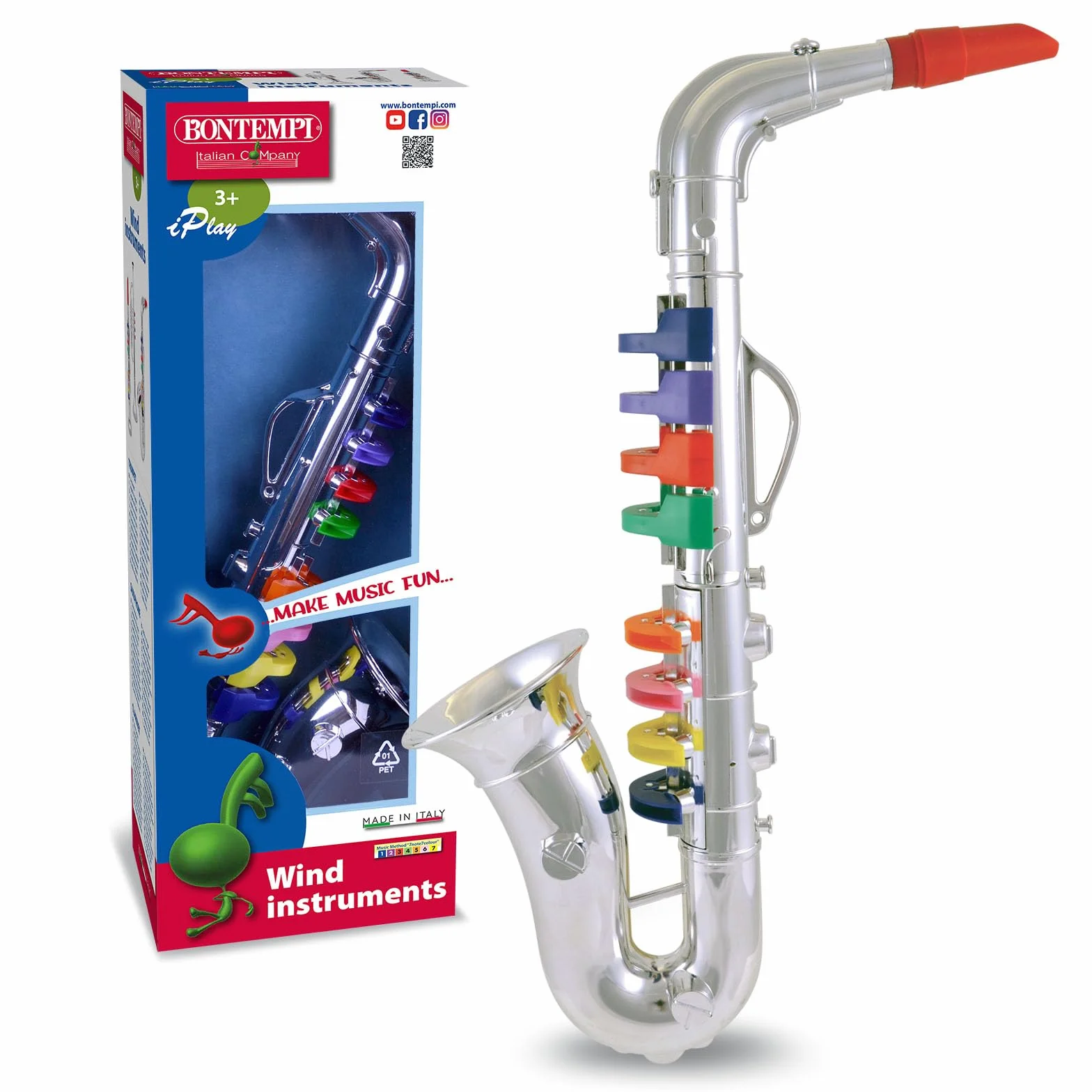 Bontempi ChromaticGrandSax Duży chromowany saksofon z 8 nutami