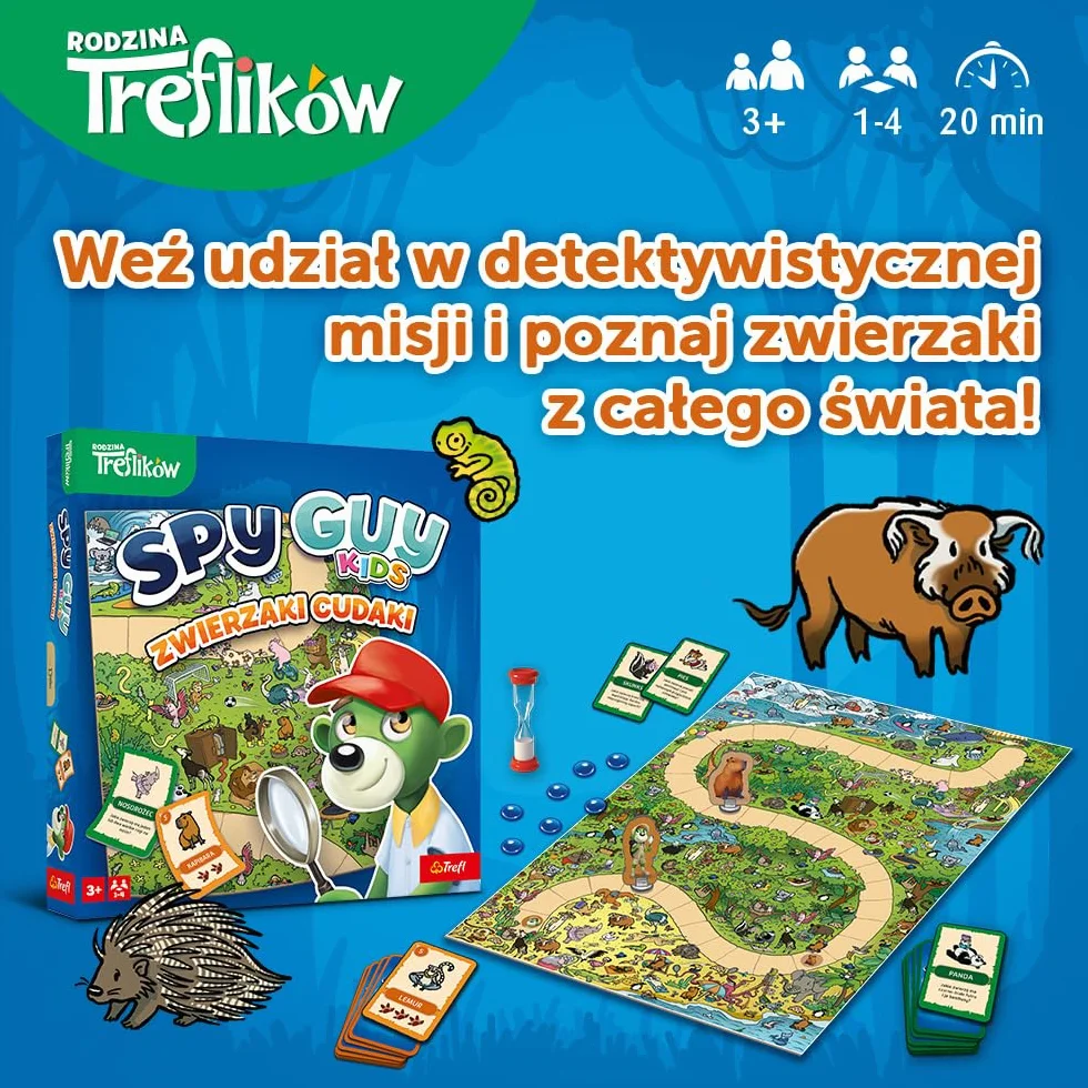 Trefl - Spy Guy Kids: Zwierzaki Cudaki - Kooperacyjna Gra Detektywistyczna dla Najmłodszych, Rodzinna Planszówka, Szukanie Poszlak, dla Dzieci od 3 lat