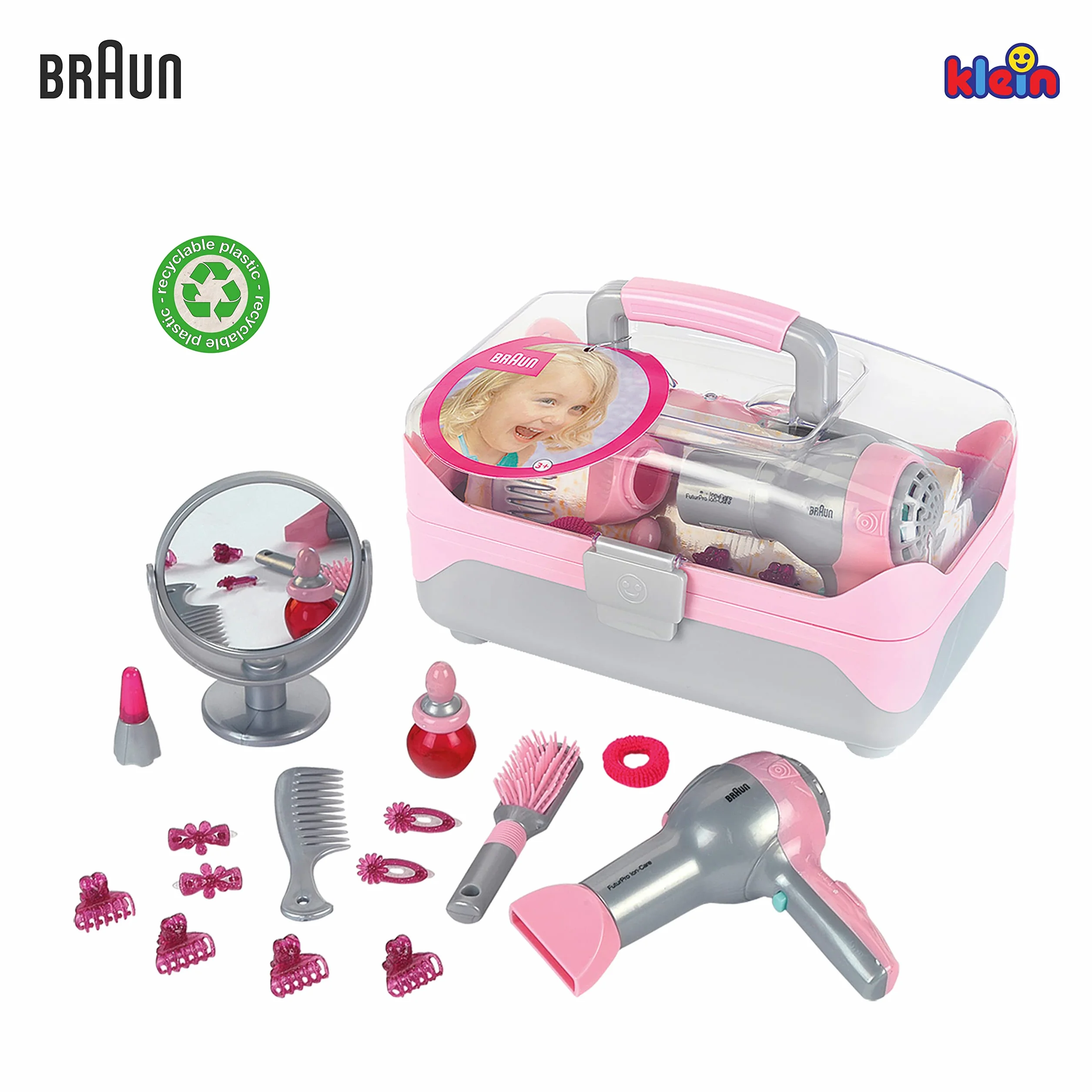 Theo Klein 5862 Braun Hairdresser's Case with Battery-Powered Hairdryer and Styling Accessories Toy for Children 3+