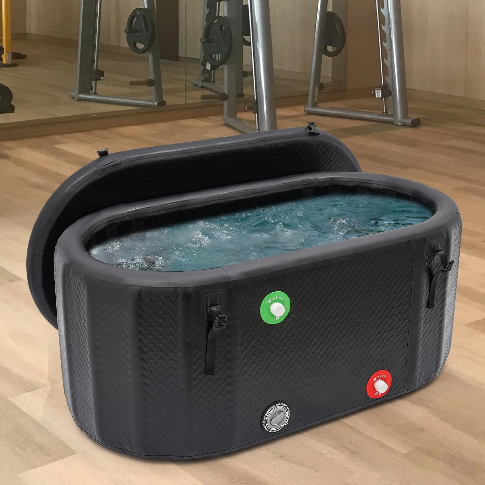 Wanna lodowa, nadmuchiwana wanna dla dorosłych, do domu, wolnostojąca, mobilna wanna z pokrywką, terapia zimnem dla sportowców, regeneracja po uprawianiu sportu, kąpiel lodowa (370 l)