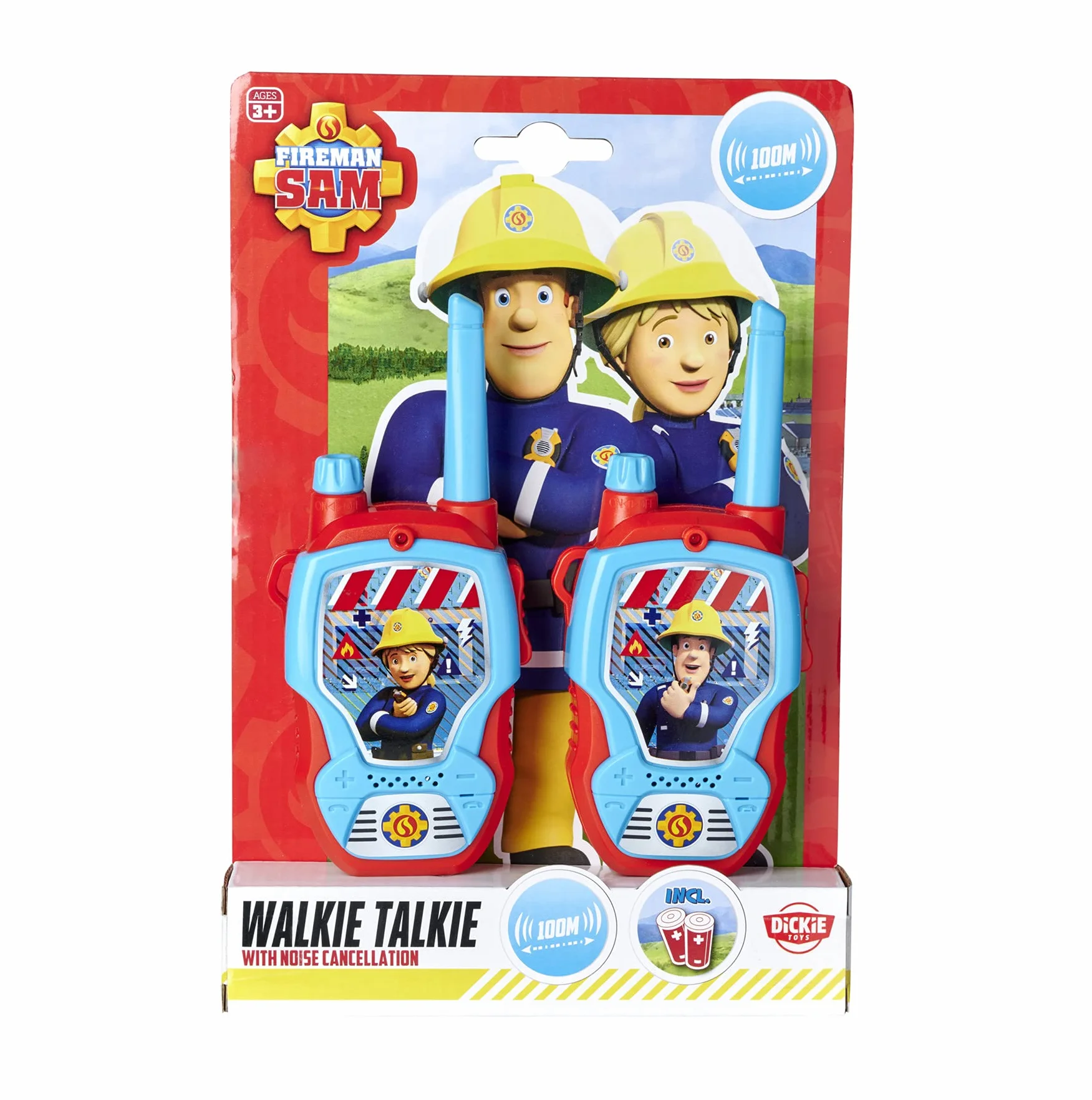 Dickie Toys Strażak Sam Walkie Talkies – 2 urządzenia radiowe, zaprojektowane specjalnie dla dzieci od 4 lat, zasięg do 100 m, zabawkowe radiotelefony