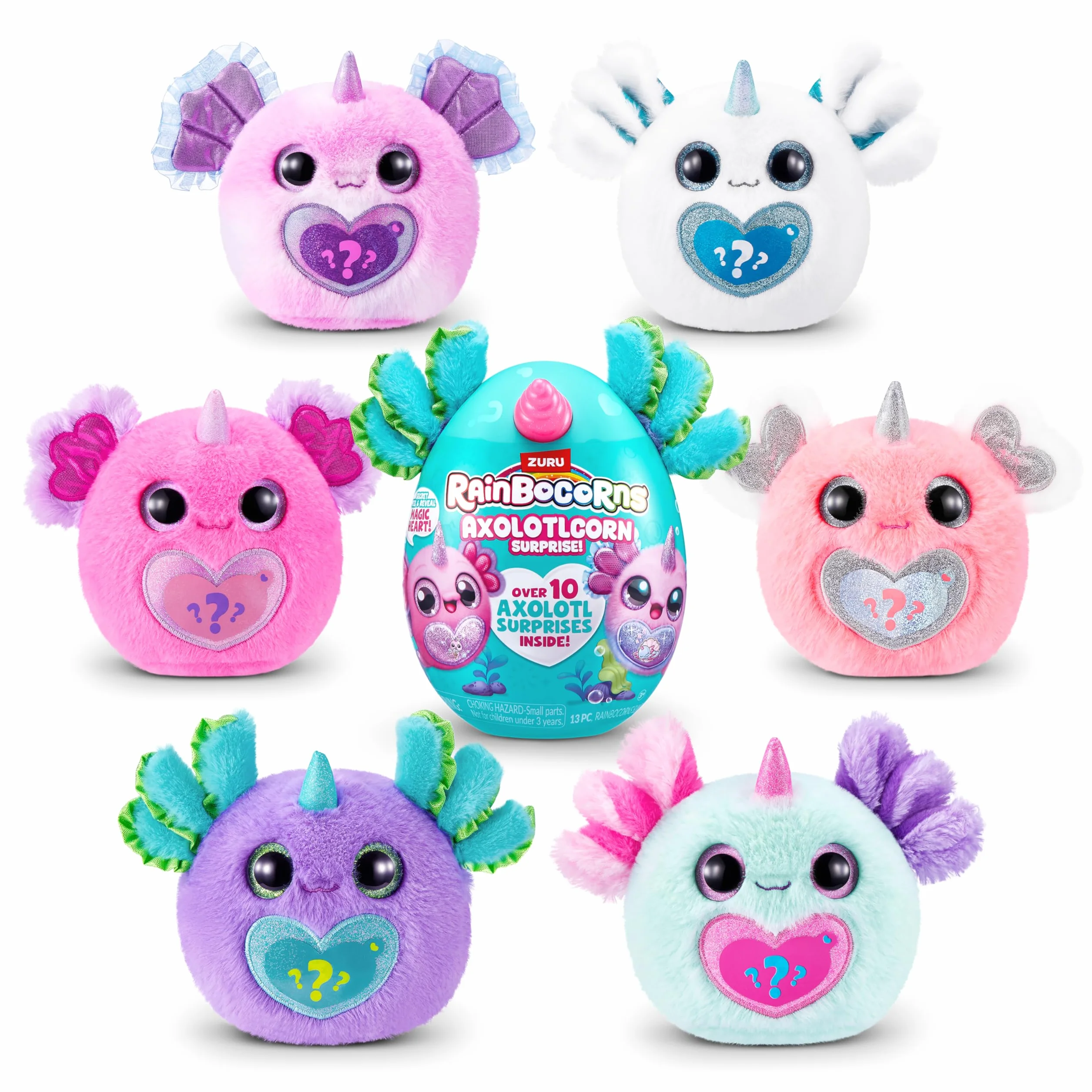 Rainbocorns -SERIA SPARKLE HEART SURPRISE 1-AXOLOTLCORN NIESPODZIANKA Zielony aksolotl