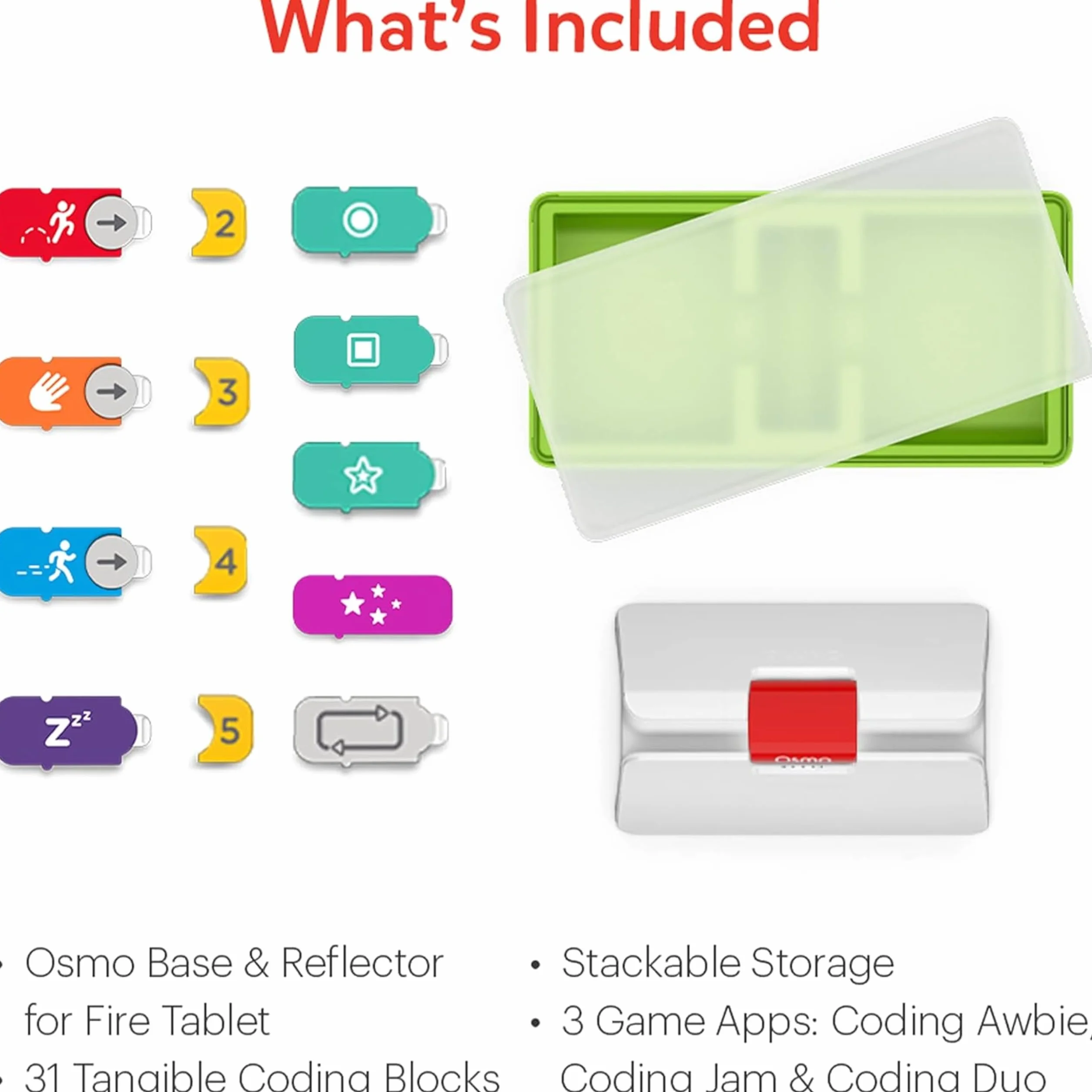 Osmo - Coding Starter Kit for Fire Tablet - 3 Educational Learning Games - Ages 5-10+ - Learn to Code, Coding Basics & Coding Puzzles - STEM Toy (Osmo Fire Tablet Base Included)