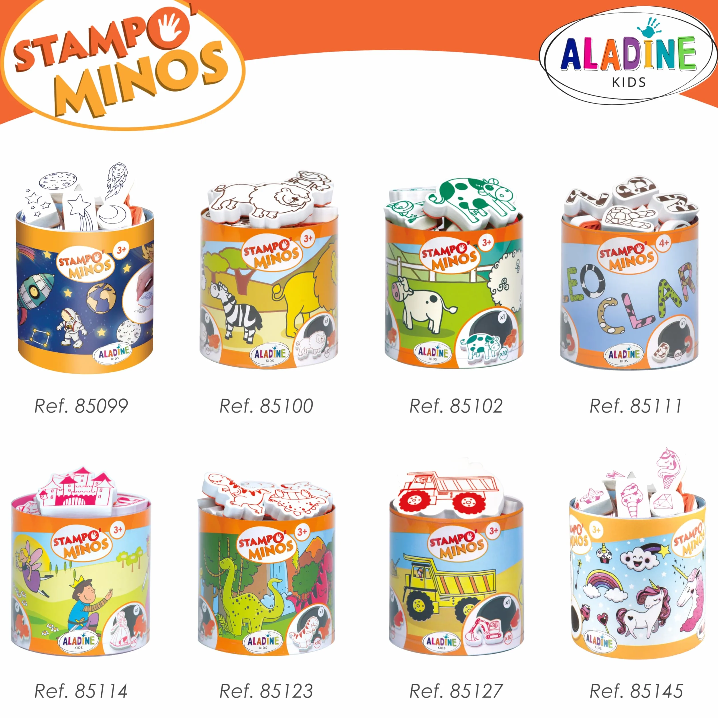 Aladine - 10 tamponów dla zwierząt gospodarskich z atramentem - Wkładki dla dzieci od 3 lat - Stampominos - Zmywalny tusz - Krowa Świnia Kurczak Koń, Aktywność Dziecko Rysunek Chłopiec Dziewczynka