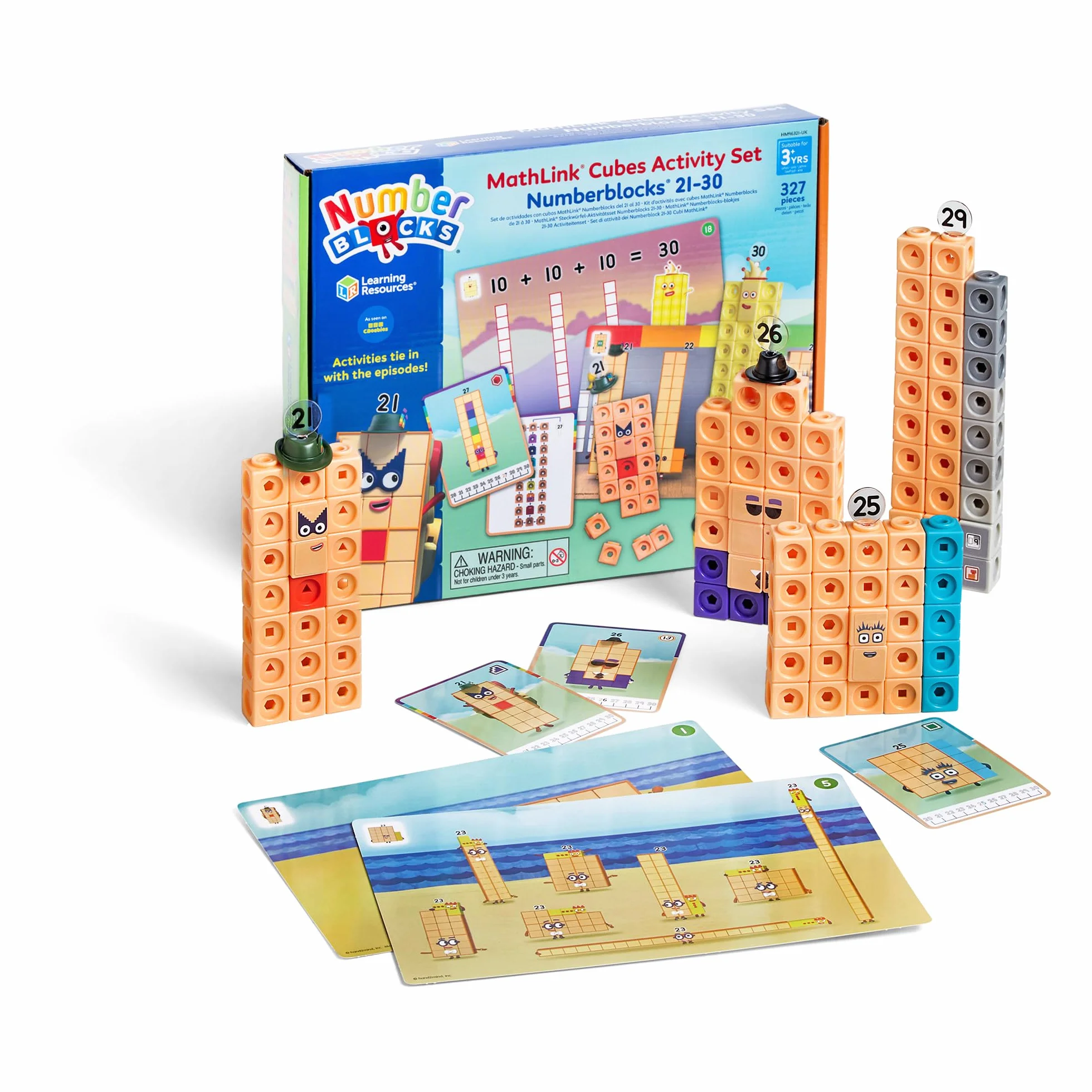 Learning Resources MathLink Cubes Numberblocks 21–30 Zestaw Aktywności, Zabawki dla Dzieci w Wieku 3 Lata, 20 Aktywności Powiązanych z Serialem TV, Zabawki Sensoryczne dla Autyzmu