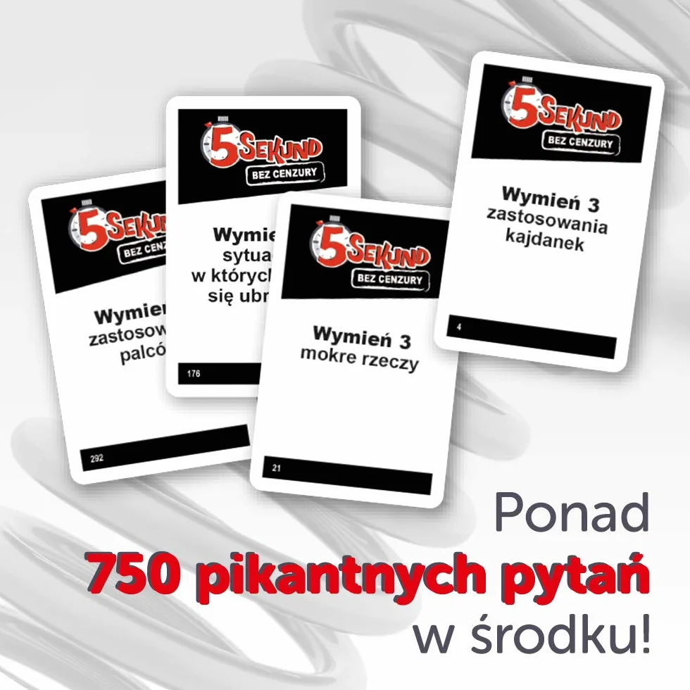 Trefl, 5 Sekund Bez Cenzury, Dynamiczna Gra Dla Dorosłych, Karty z Pytaniami, Czasomierz, Zabawne Pytania, Towarzyskie Spotkanie, Integracja, Impreza, Gra dla Osób od 18 Lat