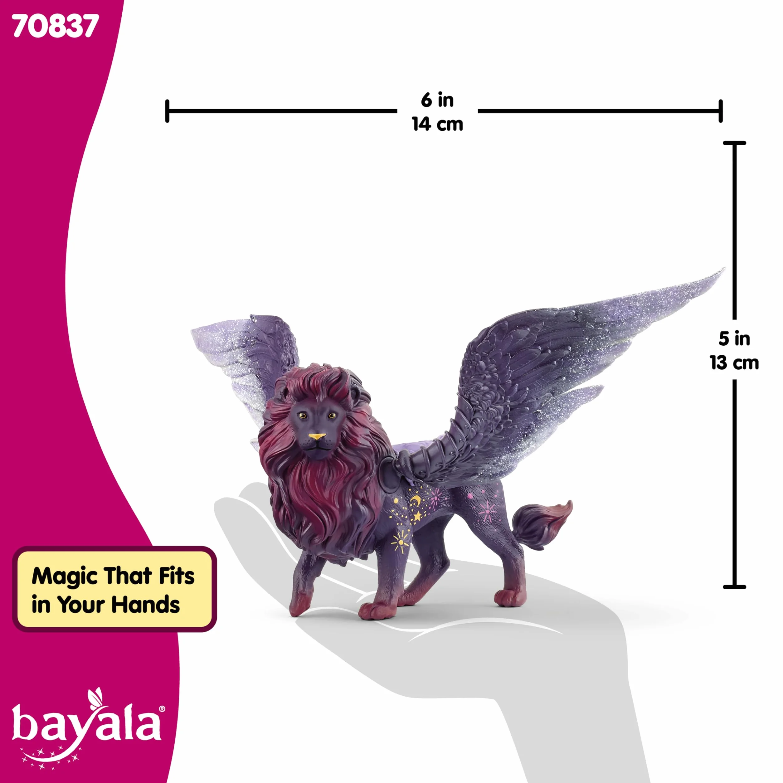 Schleich BAYALA | Księżycowy lew 70837 | Szczegółowa figurka z ruchomymi, świecącymi w ciemności skrzydłami oraz magnesem | Piękne figurki kolekcjonerskie | Figurka od 5 lat | 28 × 14 × 13 cm