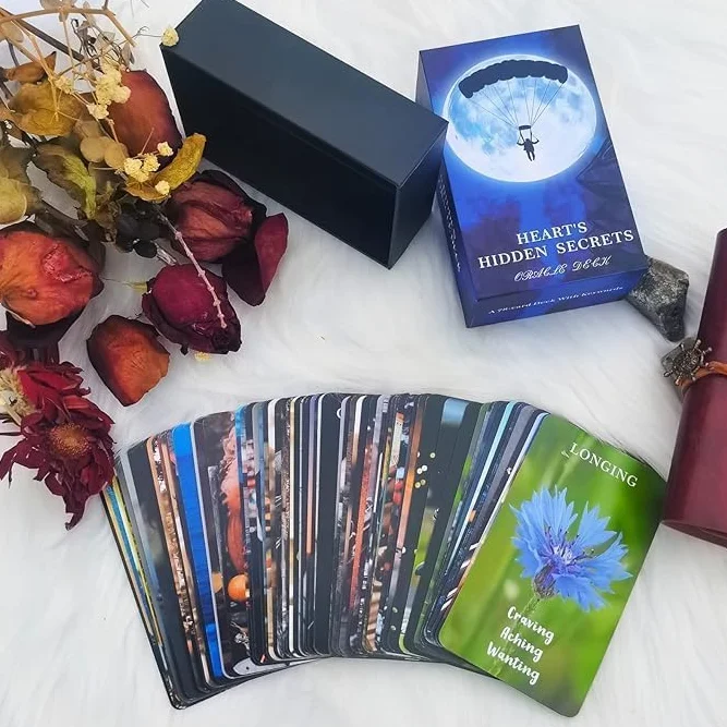 Twin Flame Love Oracle Cards, Hearts Hidden Secrets Oracle Deck, 78 kart tarota dla początkujących, pomaga odkryć, co naprawdę jest w ich przestrzeni serca