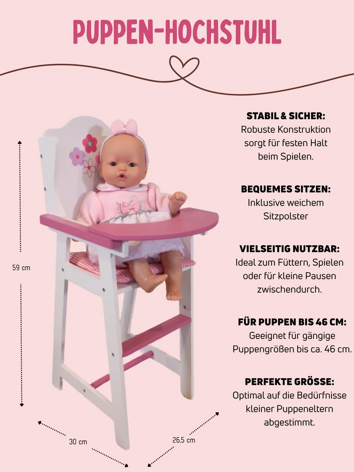 CHIC 2000 Bayer Doll Fiori Bianco Design Wysokie krzesło