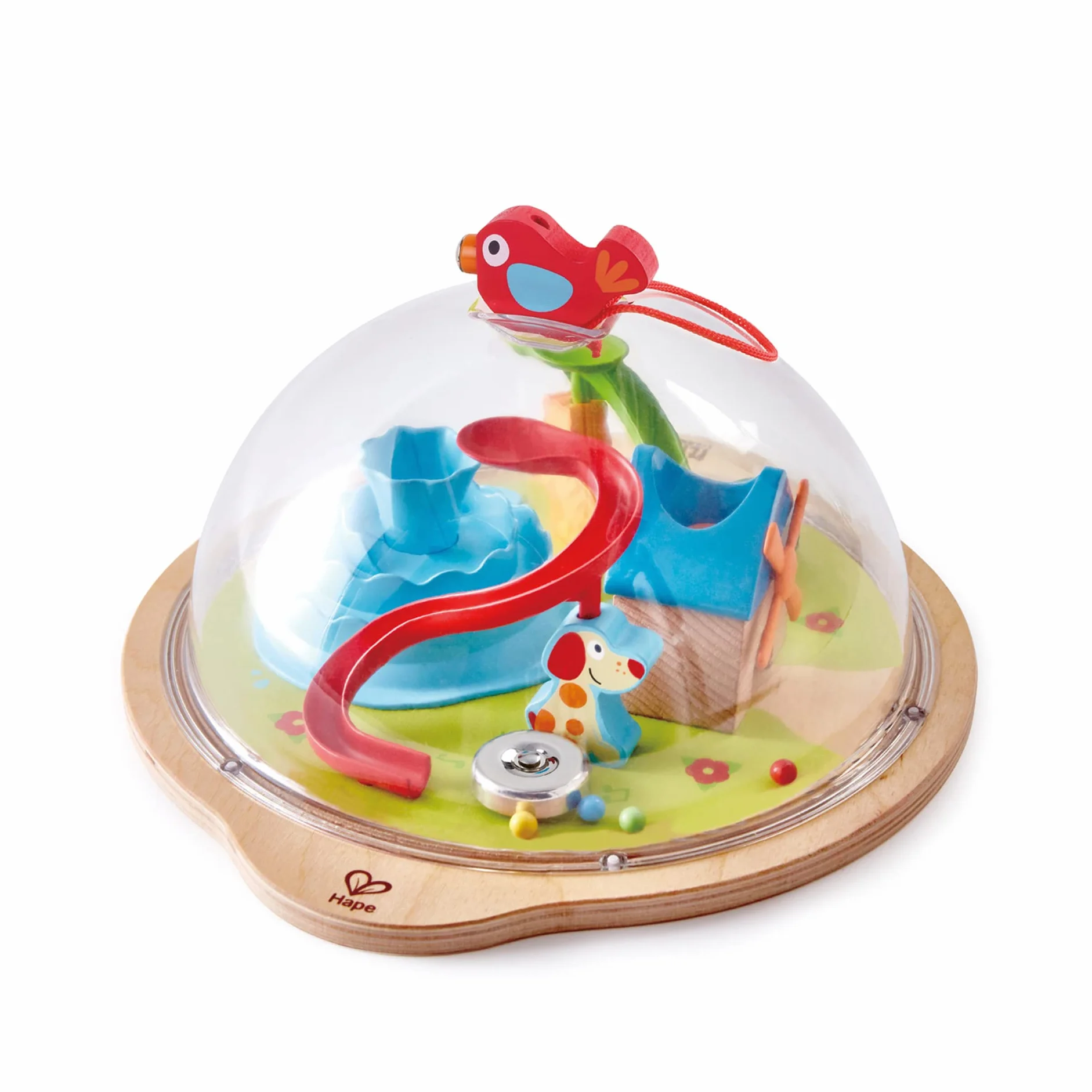 Hape Lilys kopuła przygody firmy Hape | zabawka 3D z magnetycznym labiryntem, kopuła przeżyć dla dzieci z różnymi postaciami i akcesoriami