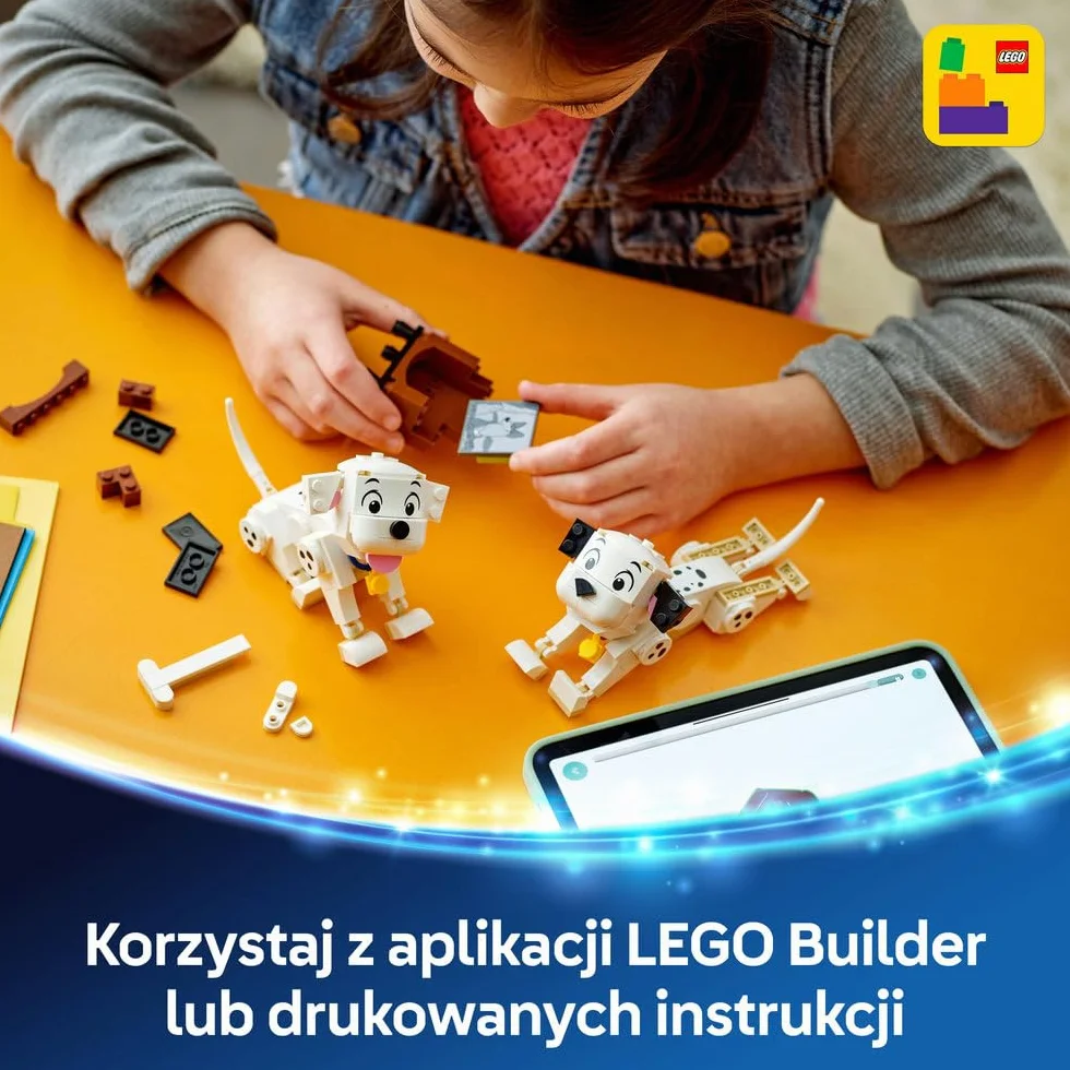 LEGO ǀ Disney Classic 101 dalmatyńczyków — Szczeniaczki Szczęściarz i Penny, zabawka konstrukcyjna, pomysł na prezent dla 6-latki, dziewczynki i chłopca, fanów klasycznych filmów i piesków 43271