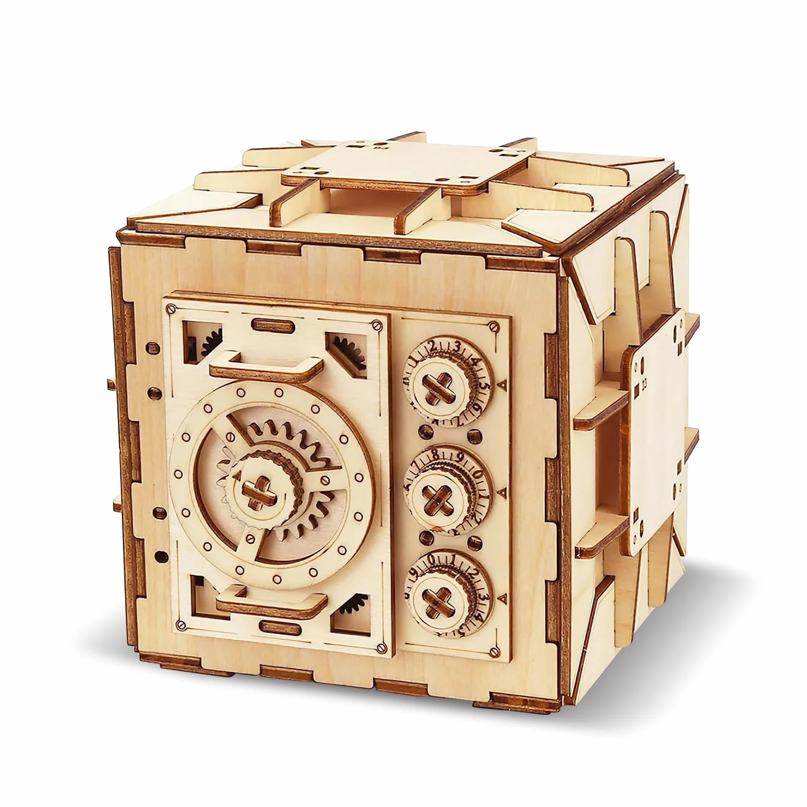 ACESOME Cluebox drewniane puzzle 3D, otwieranie/zamykanie hasła, pudełko z puzzlami, drewniane pudełko dla dorosłych, skarbonka, pudełko na puzzle i prezent, 12 cm