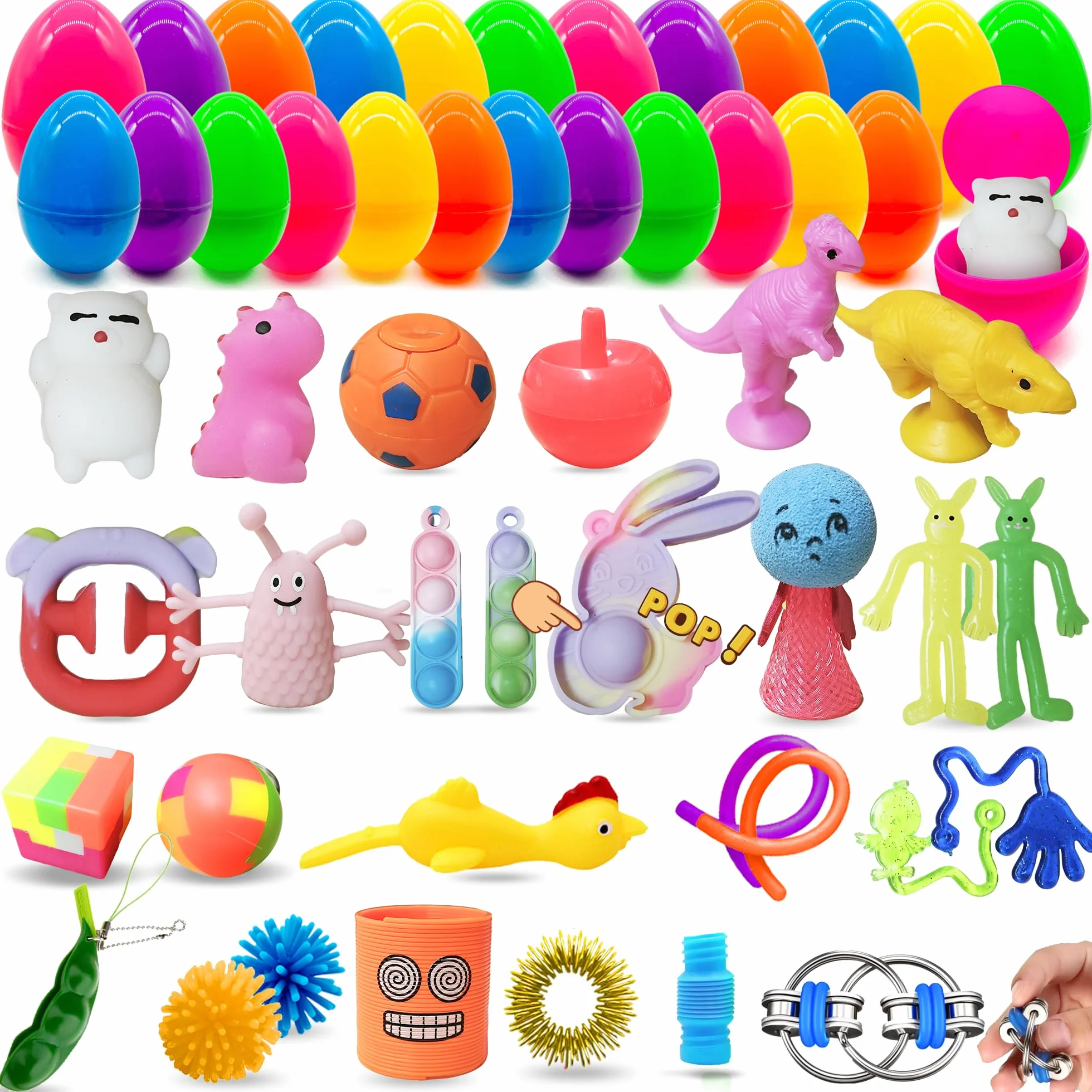 Lubibi 24 wstępnie napełnione jajka wielkanocne wypełnione,Mochi Squishy sensoryczne dla dzieci,jajka wielkanocne do napełniania, akcesoria imprezowe, na imprezę, polowanie，chłopców i dziewczynek