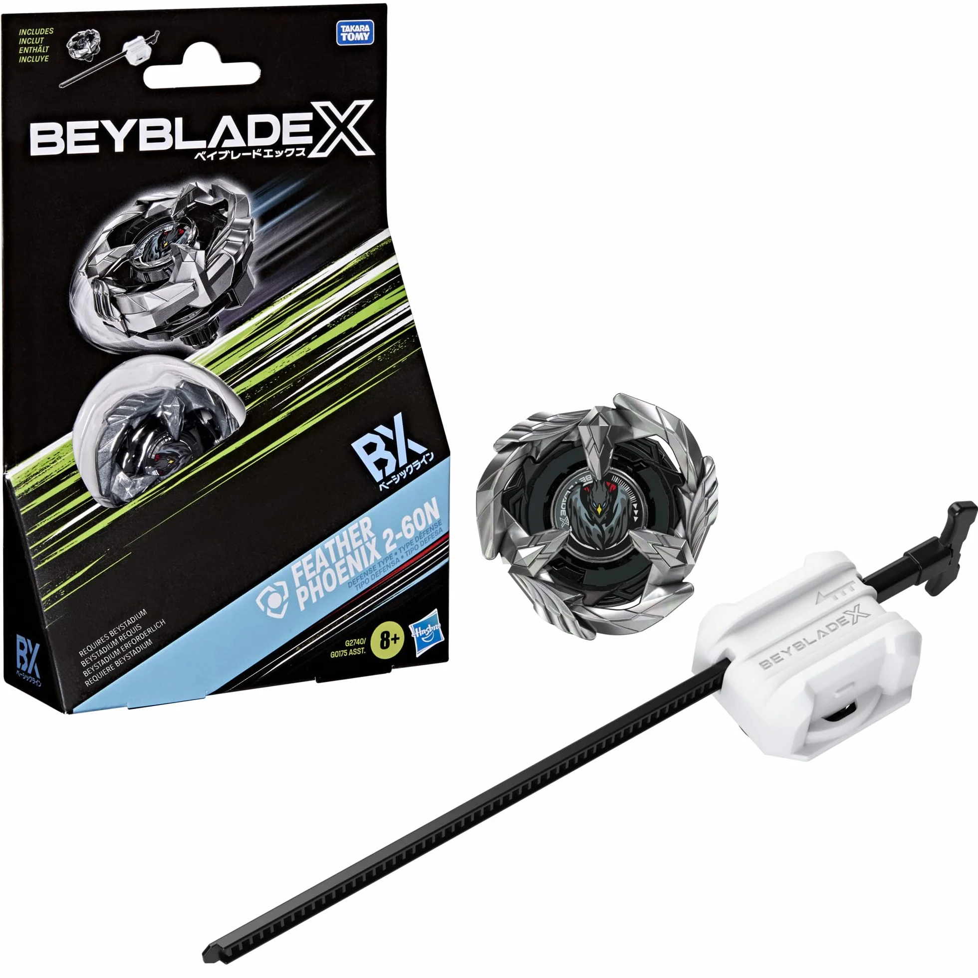 Pakiet startowy Beyblade X Feather Phoenix 2-60N BX, bączek i wyrzutnia