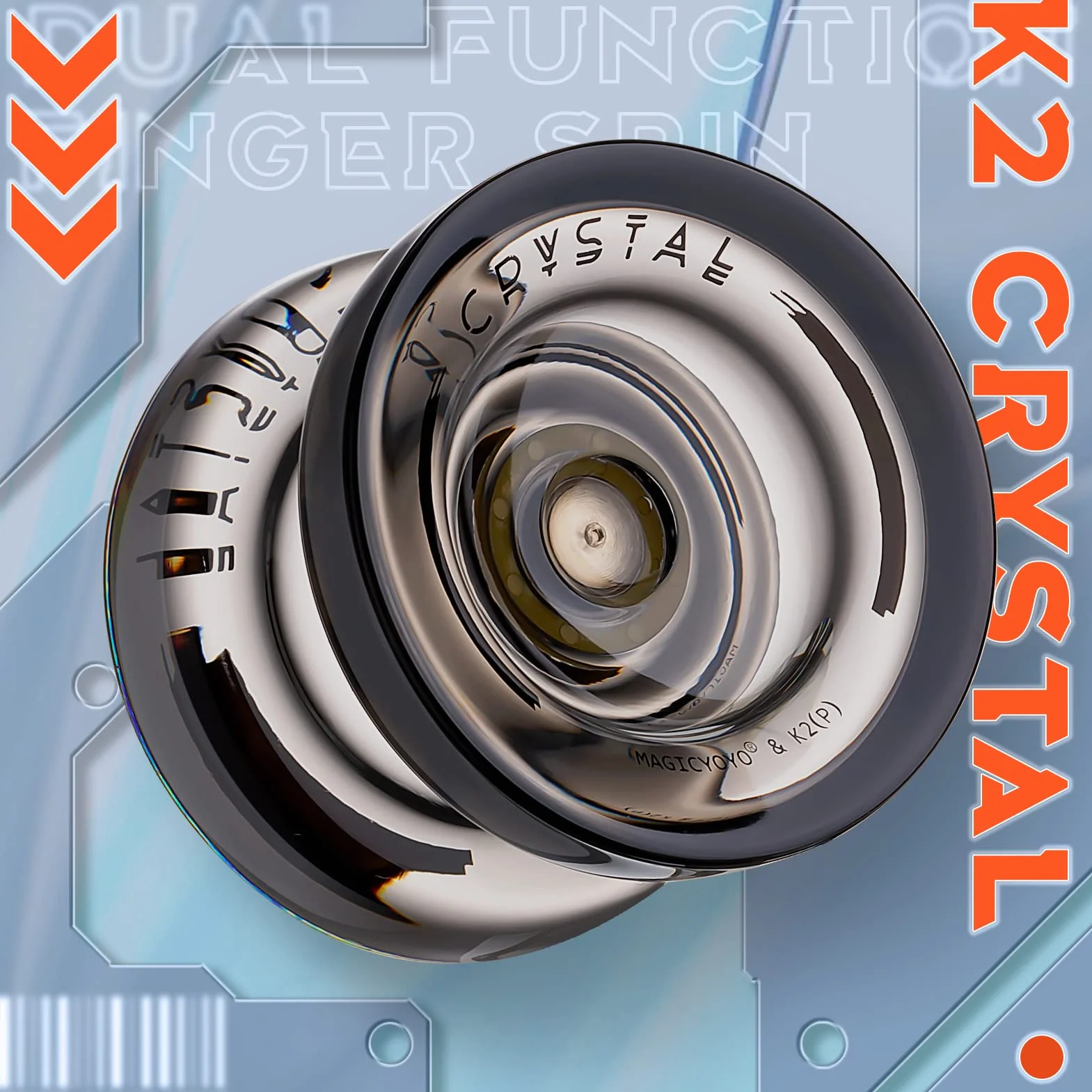 MAGICYOYO Dual Purpose Yoyo dla Początkujących - Responsive K2 Kryształ Czarny, Profesjonalna Piłka z Niereagującym Łożyskiem, Narzędzie do Usuwania Osi