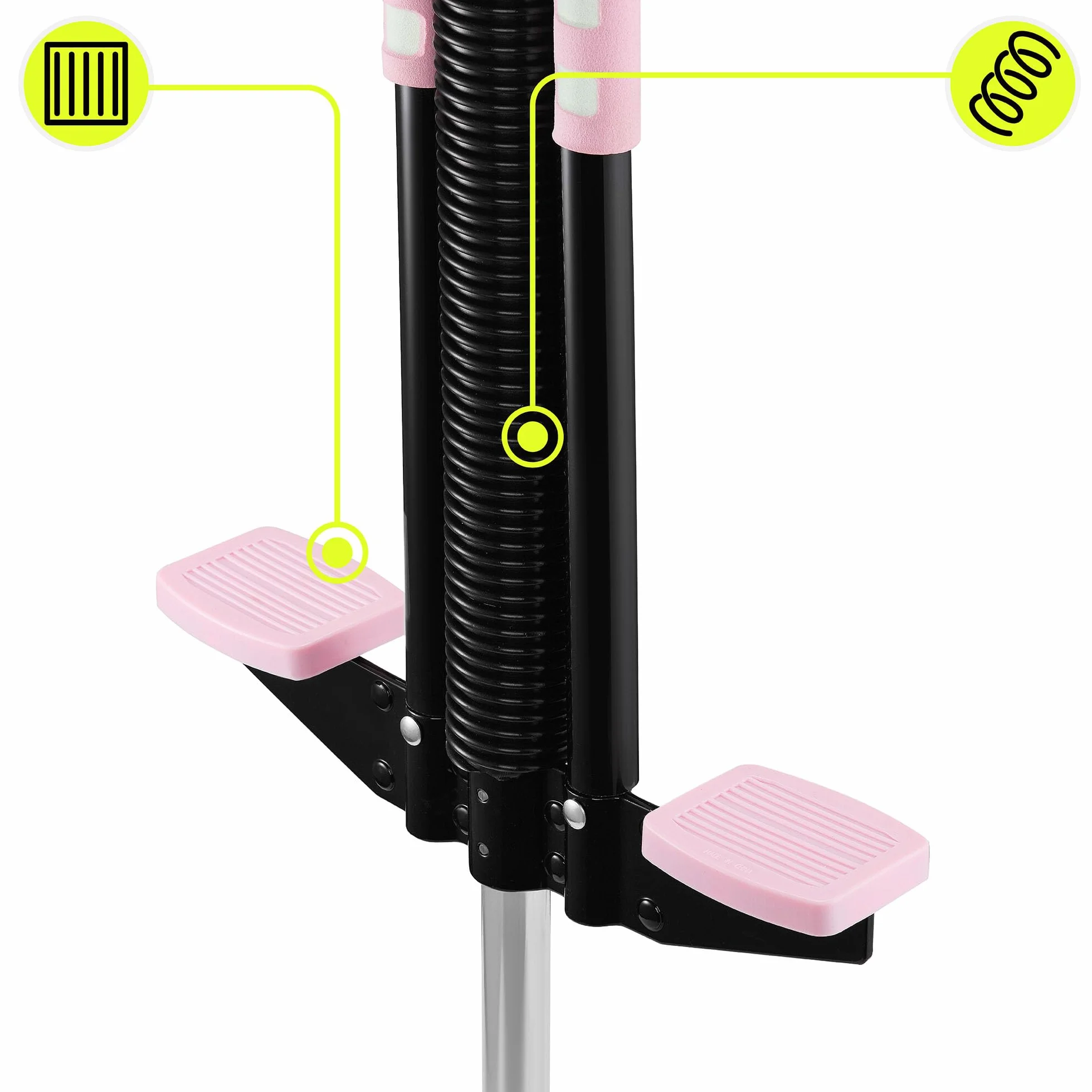 HyperMotion Skoczek POGO dla Dzieci 9–14 Lat, Urządzenie Treningowe do 50 kg, 2,35 kg, System Sprężynowy, Kolor Różowy