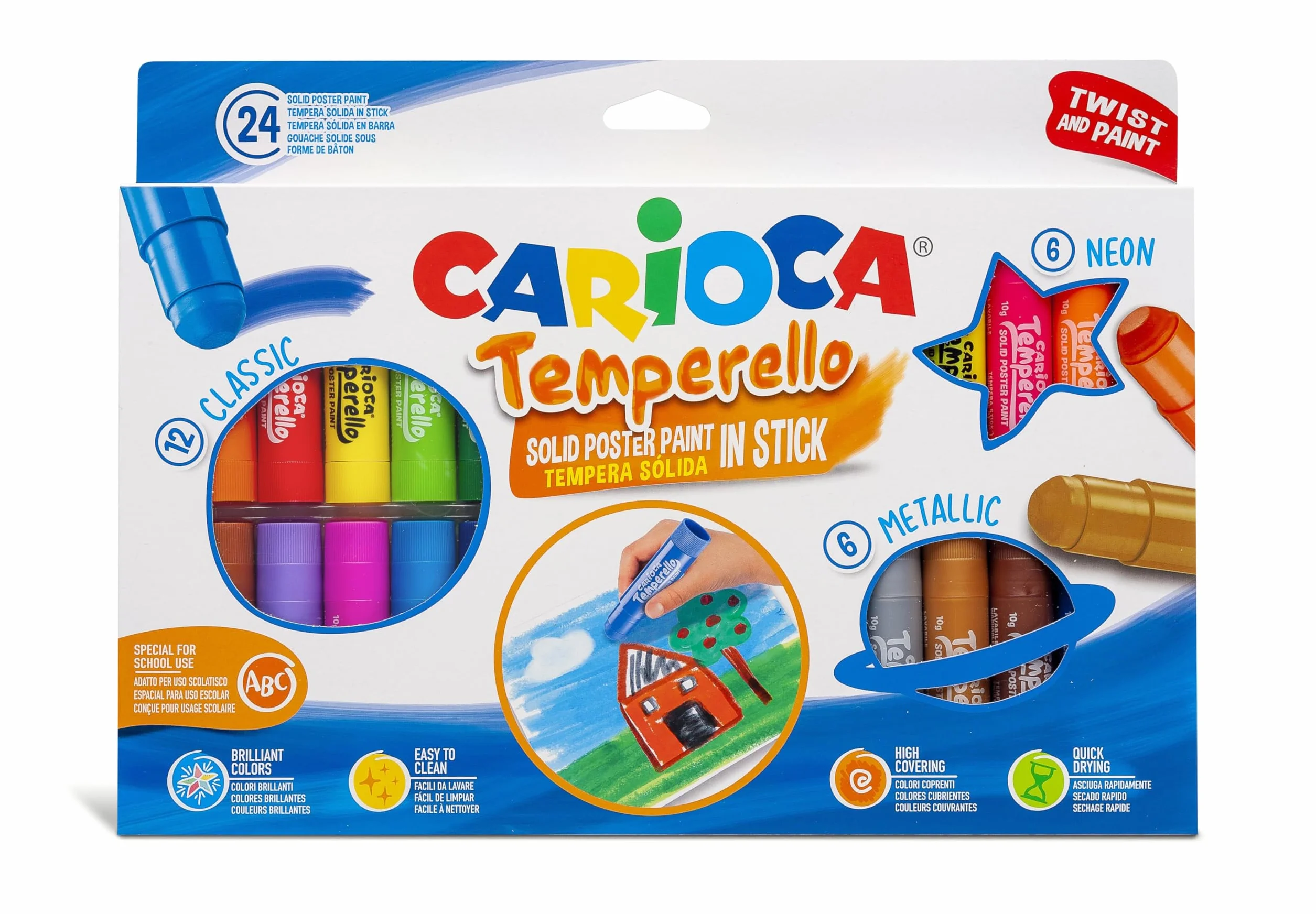 CARIOCA Temperello zmywalne tempery w sztyfcie 24 szt