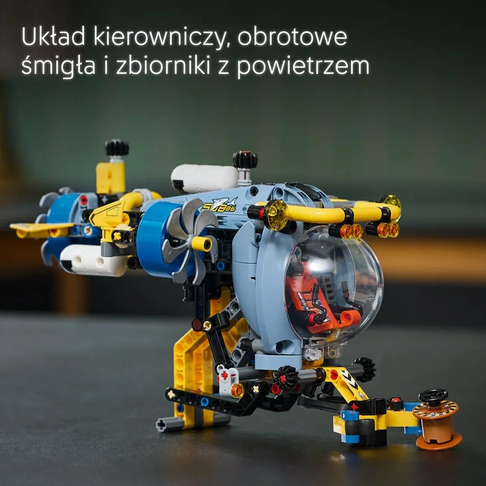 LEGO Technic Badawcza Łódź Podwodna, Konstrukcyjna Zabawka dla Dziecka do Zbudowania, Model Pojazdu z Otwieranym Kokpitem, Kreatywny Prezent dla 9-latka, dla Chłopca i Dziewczynki, Fana Nauki, 42201