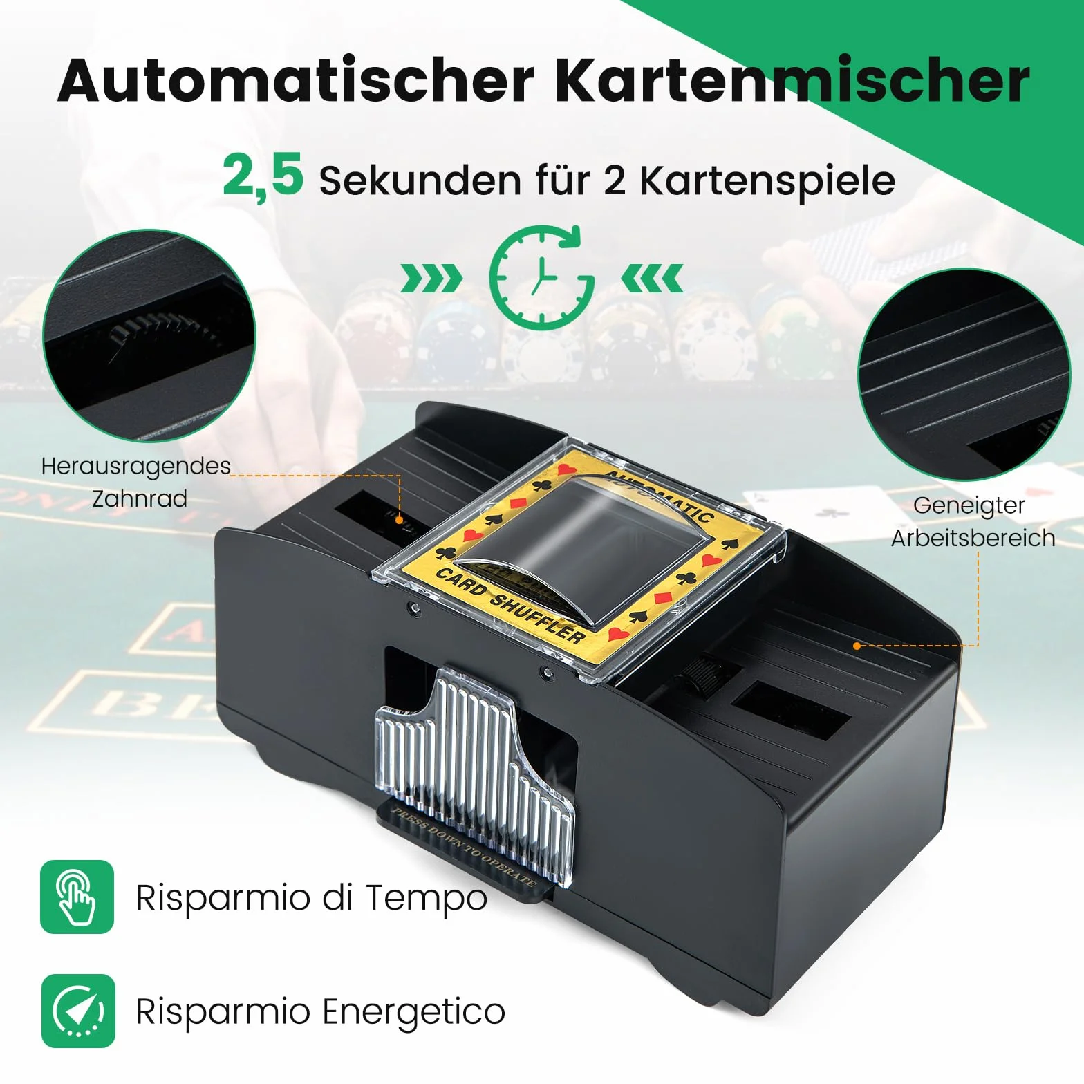 COSTWAY Zestaw do pokera, 300 żetonów, walizka pokerowa z 2 taliami na karty, 5 kostkami, przycisk krupiera, mata, mikser kart i rozdawacz kart, aluminium, kasyno w pokera, kompletny zestaw zamykany