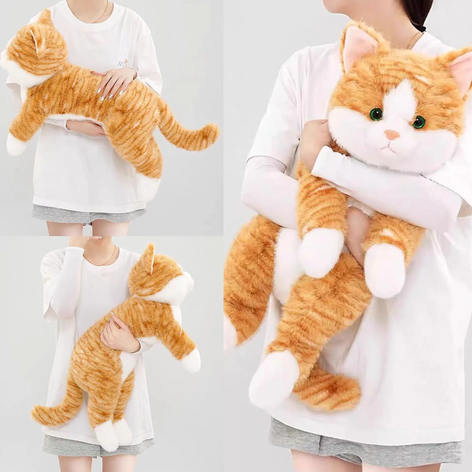Ciężki pluszowy kot – ważony kot (45 cm/60 cm) – 0,9 kg/2,1 kg – szary, pomarańczowy, czarny – miękka zabawka uspokajająca dla dzieci i dorosłych