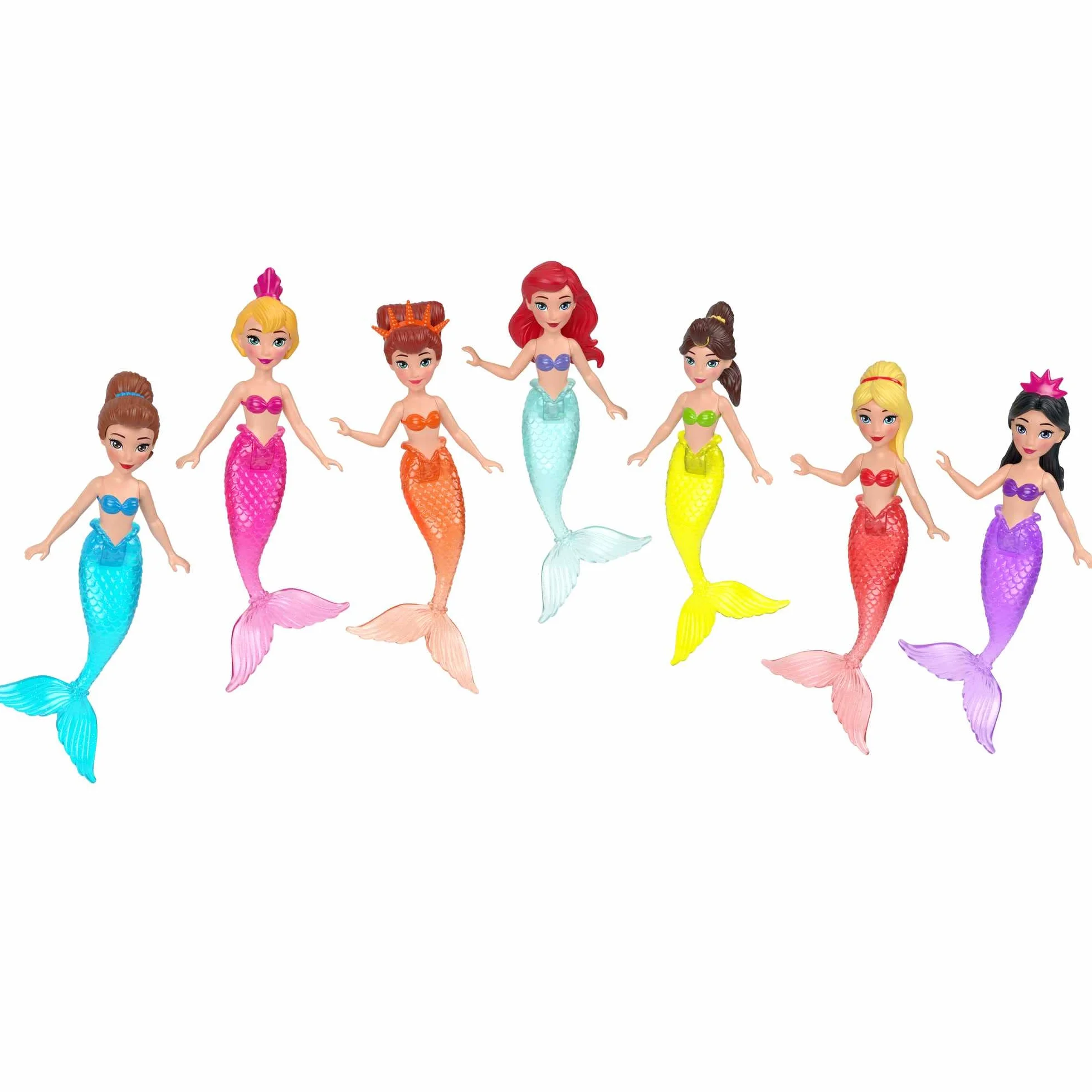 Mattel Księżniczka Disneya Arielka z siostrami Zestaw książka z 7 małymi lalkami syrenkami, figurkami i akcesoriami inspirowanymi filmem „Mała syrenka” Disneya HLW96