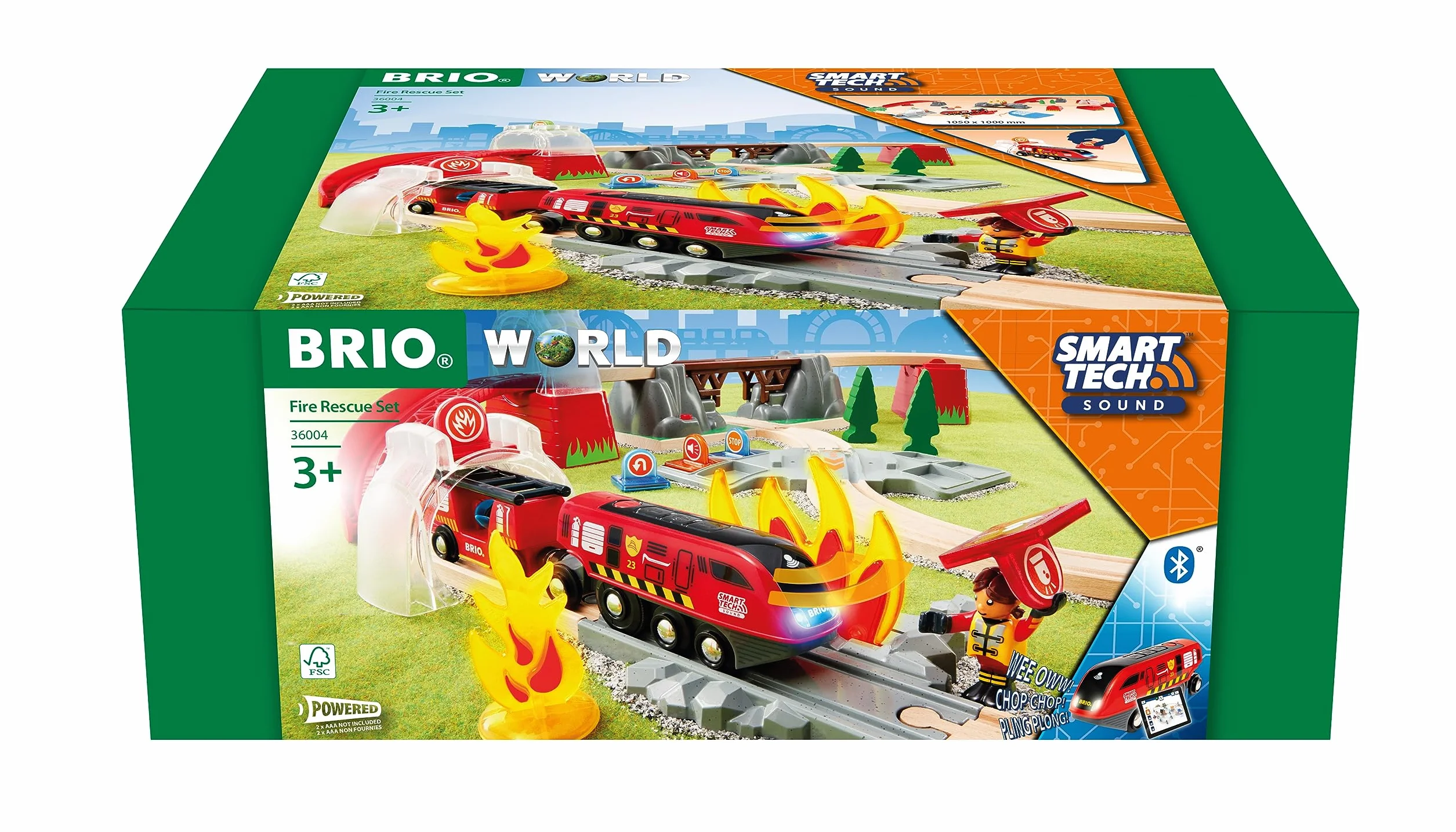 BRIO World – 36004 Smart Tech Sound Feuerwehreinsatz-Rettungsset | 41-teiliges Feuerwehrset mit batteriebetriebener Spielzeuglok für Kinder ab 3 Jahren