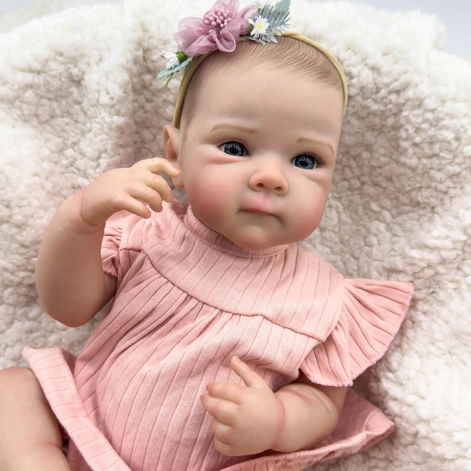 MineeQu 19 cali Realistyczna Lalka Reborn, Wyglądająca Prawdziwie, Pełne Ciała z Winylu, Ręcznie Pomalowane Włosy, Żywotna Noworodek