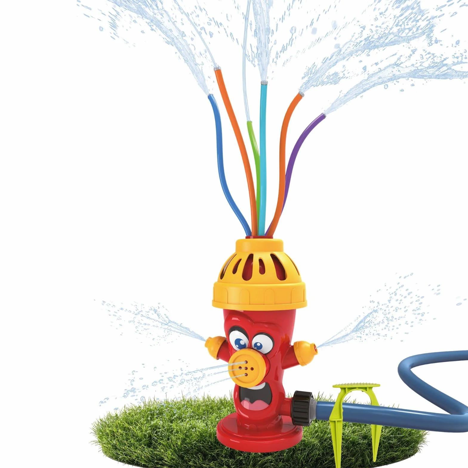 alldoro 60215 Hydrant zraszacz wodny, dla dzieci od 3 lat, z wężami rozpryskującymi wodę, kolorowy, 13,5 x 9,5 x 22,5 cm, czerwony