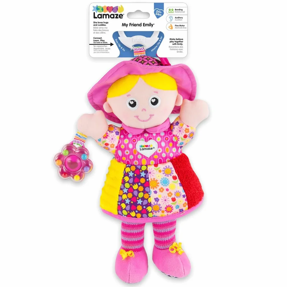 LAMAZE My Friend Emily, Clip on Pram and Pushchair Newborn Baby Toy, Sensory Toy for Babies Boys and Girls from 0 to 6 Months