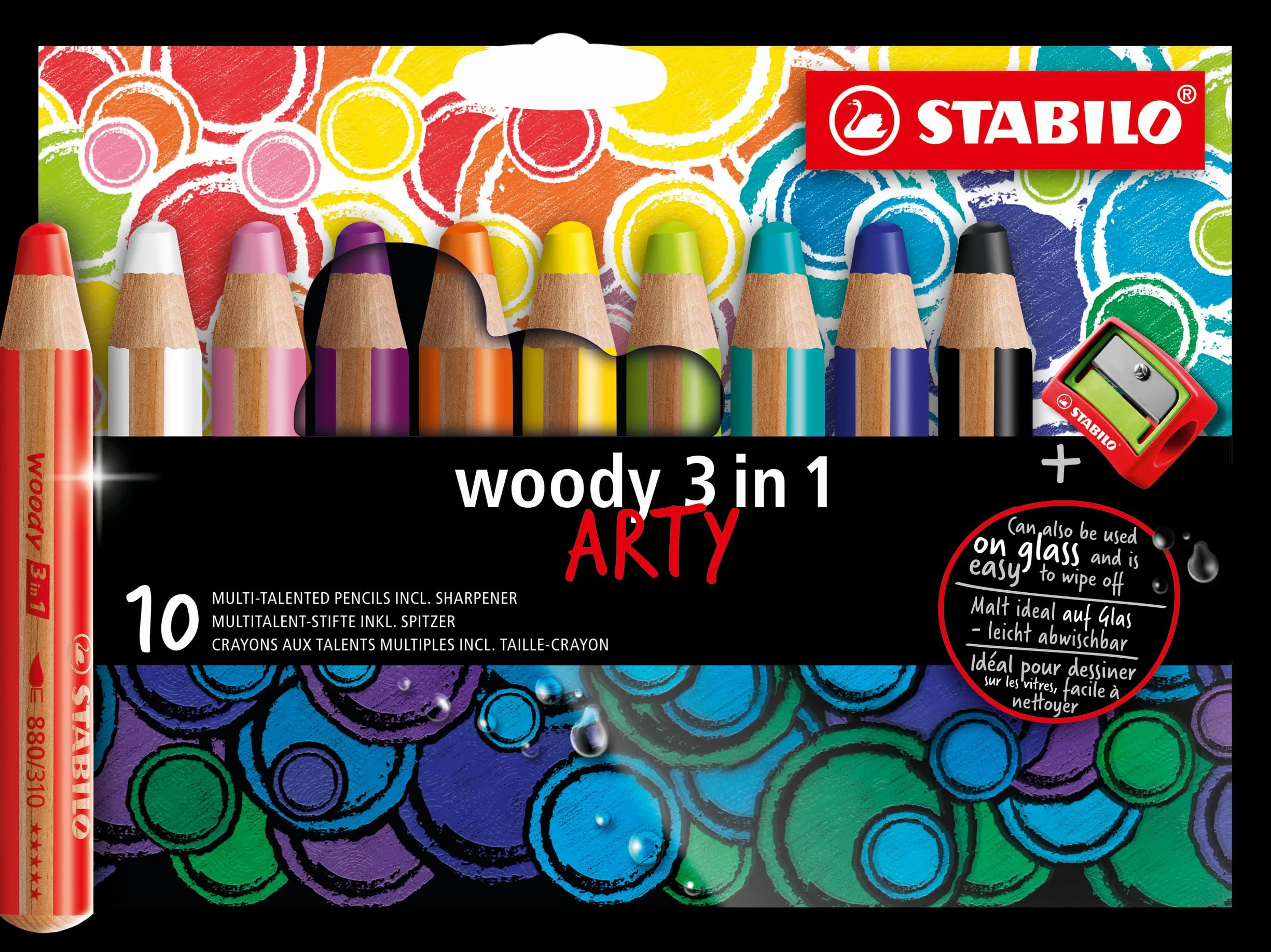 STABILO woody 3 in 1 ARTY kredka wielozadaniowa etui 10 kolorów + temperówka