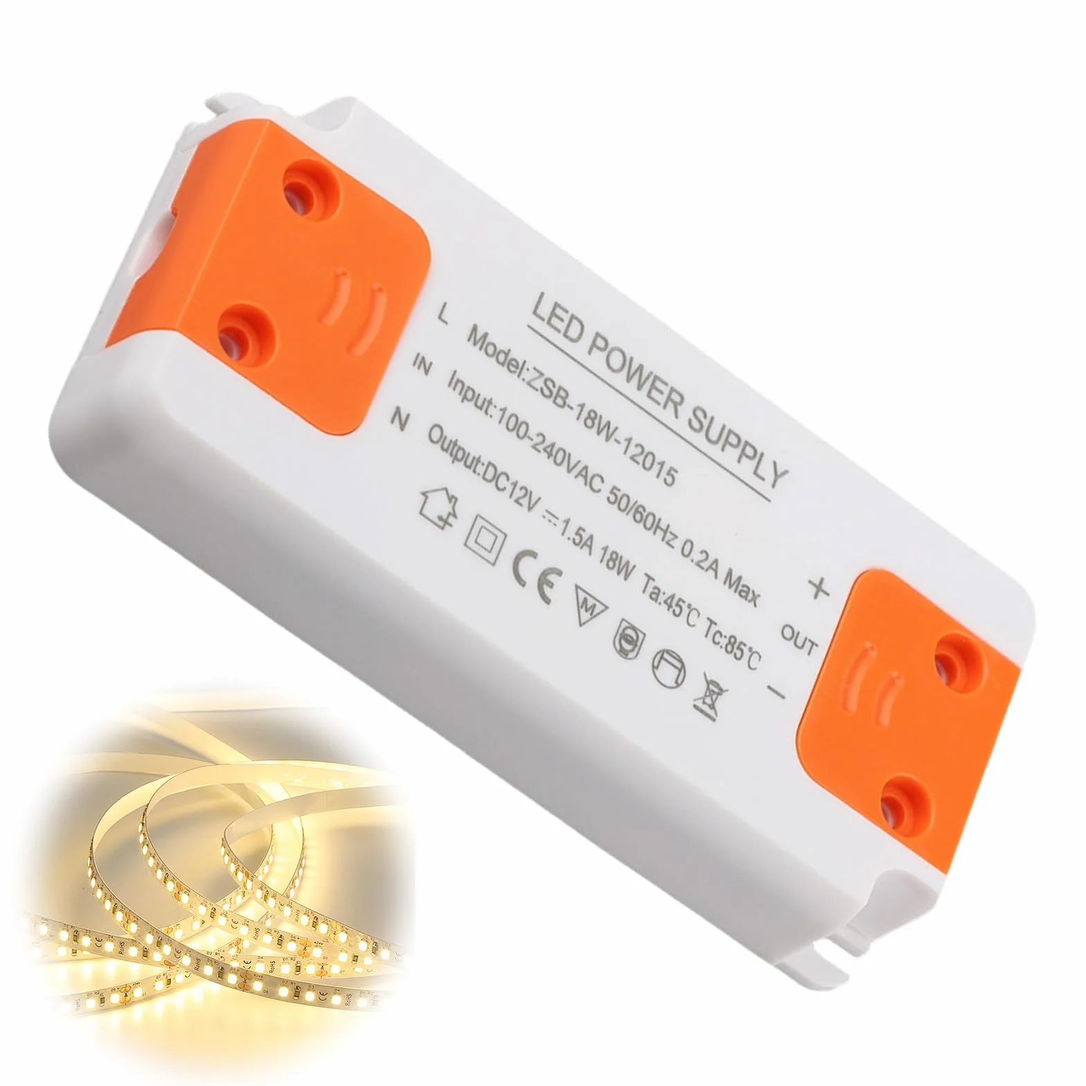 Transformator LED 220 V 18 W, transformator kierowcy, ultra-cienki stały 12 V adapter do GU5.3/MR16 / Cabint Lights/Light Strip/reflektory