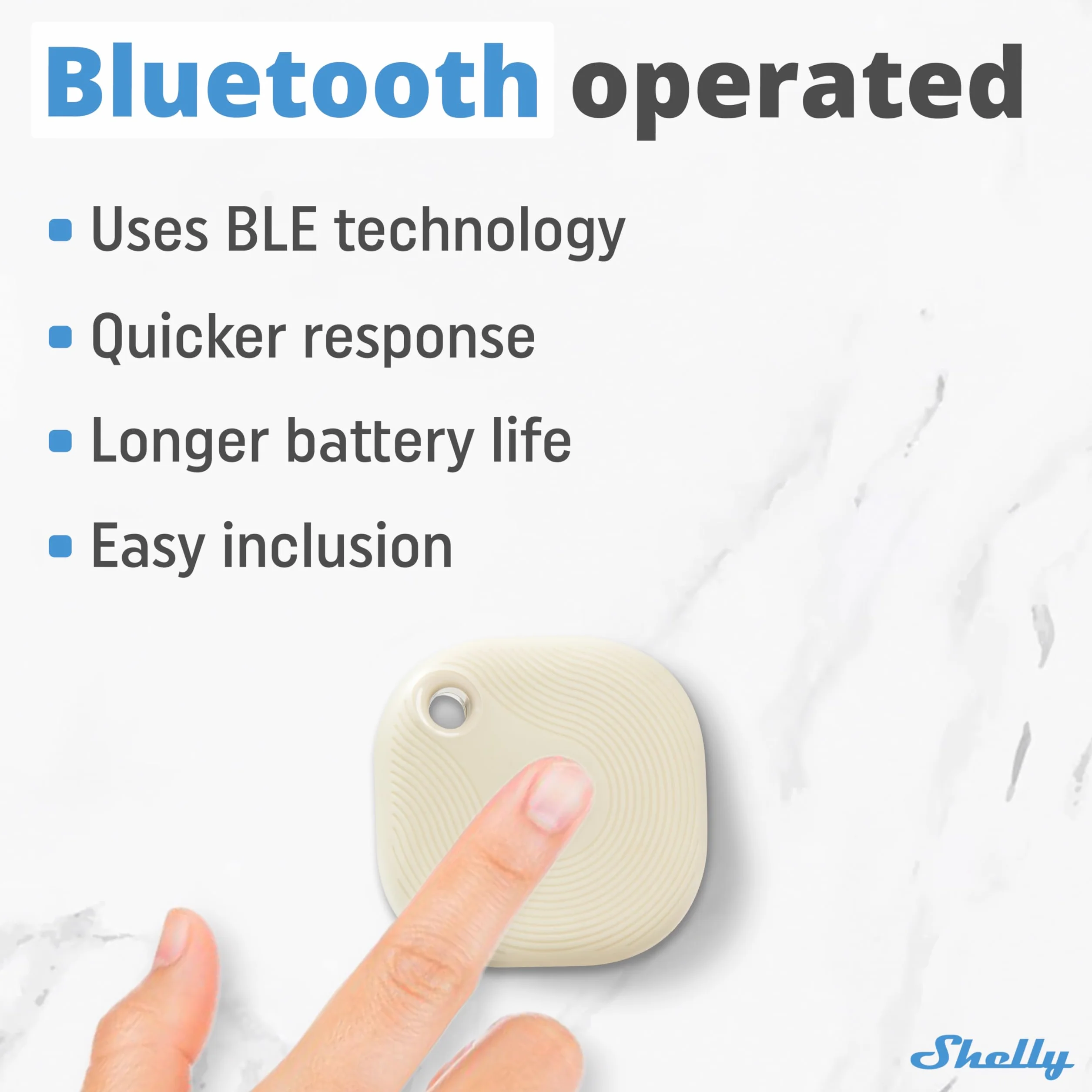 Shelly BLU Button Tough 1 Ivory - Inteligentny Przycisk Bluetooth, Automatyka Domowa, Certyfikat IP54, Szeroki Zasięg (10-30m), Do 4 Predefiniowanych Kliknięć, Powiadomienia, Home Assistant