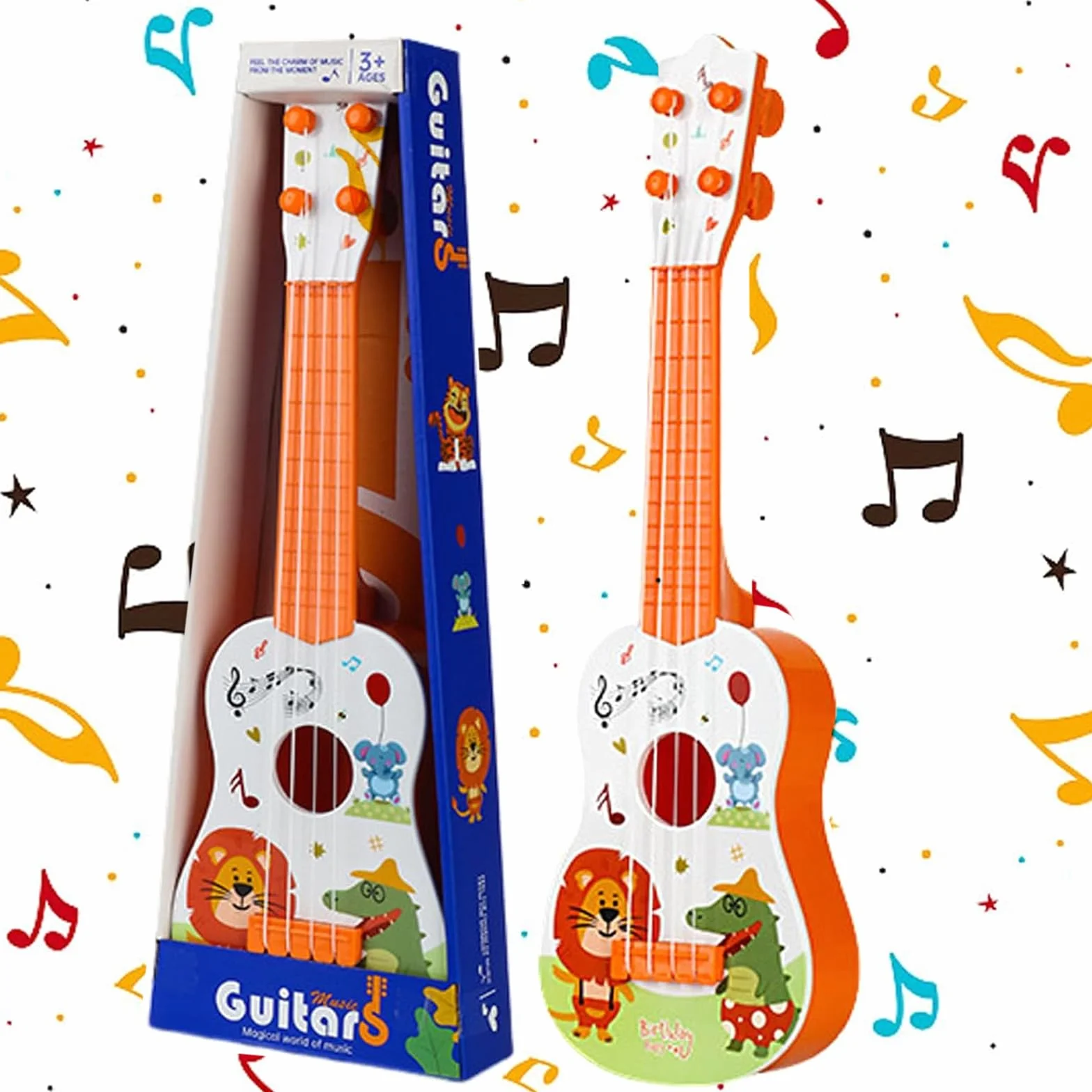 41 cm Gitara Zabawka, Ukulele dla dzieci, gitara dla dzieci, mini gitara dla dzieci, muzyka zabawki edukacyjne, gitara dla dzieci z 4 regulowanymi strunami, dla początkujących, dziewcząt, chłopców