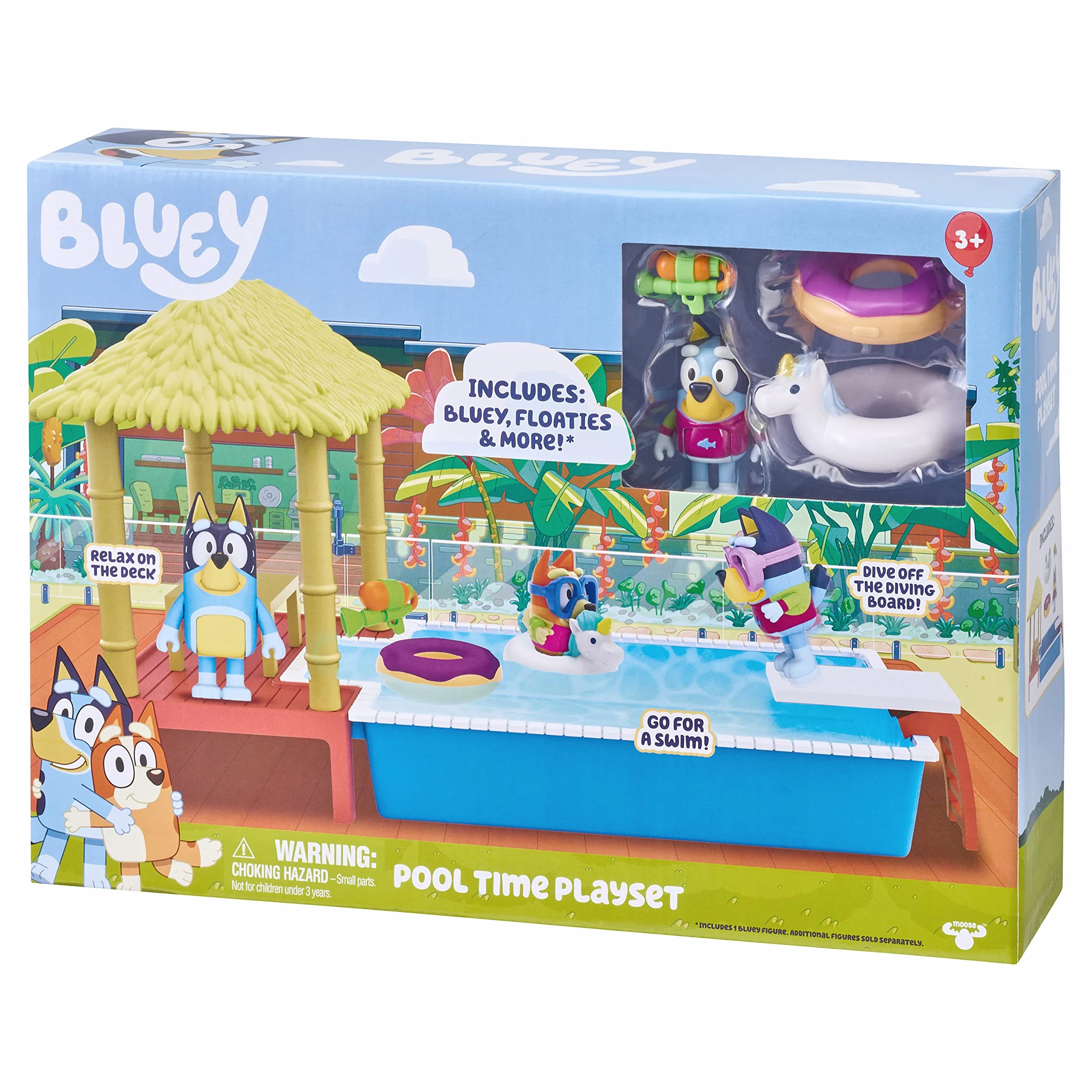 Bluey Pool Time Fun Playset with Diving Board and Deck