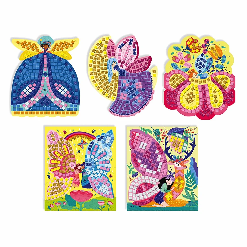 Janod - Fairies Foam Mosaics Box - Les Ateliers du Calme - kreatywny zestaw rekreacyjny dla dzieci - motoryka precyzyjna i nauka koncentracji - od 5 lat, J07960