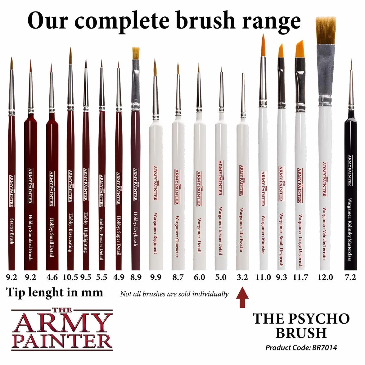 Pędzel do malowania detali, ręcznie wykonany w Europie, Rothmarder Sable Hair Paint Brush for Miniatures - The Psycho Brush by The Army Painter